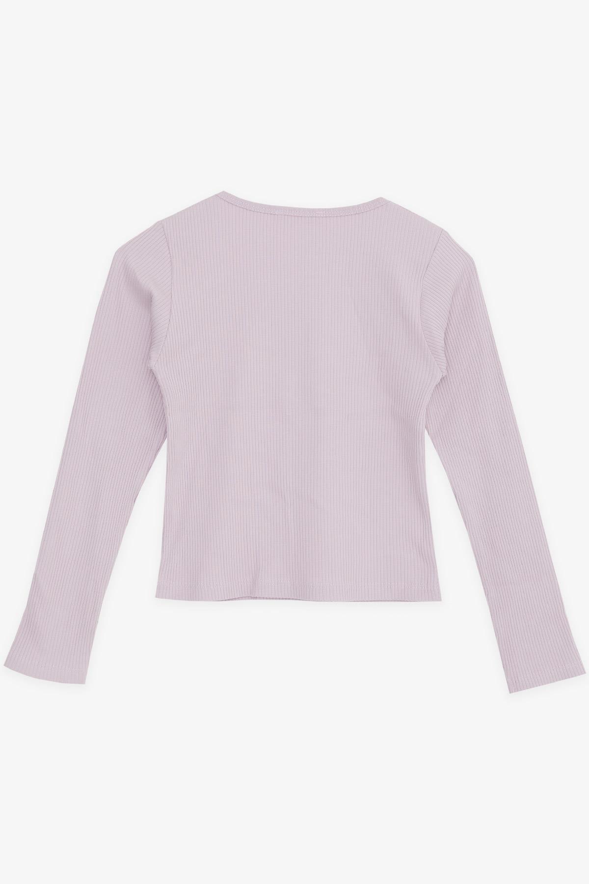 Breeze Kız Çocuk Crop Tişört Fitilli Kare Yaka Açık Lila (9-14 Yaş)