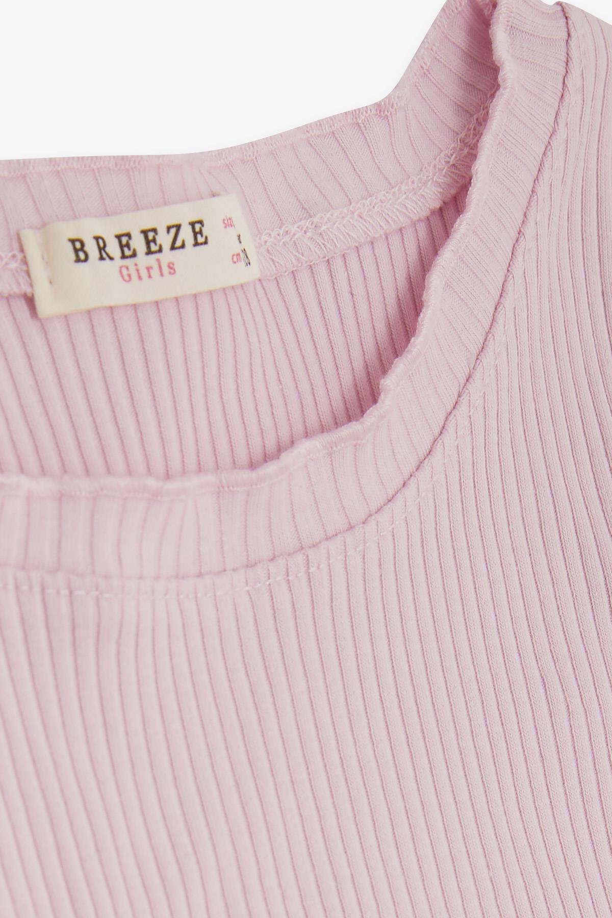 Breeze Kız Çocuk Crop Tişört Fitilli Pudra (8-14 Yaş)