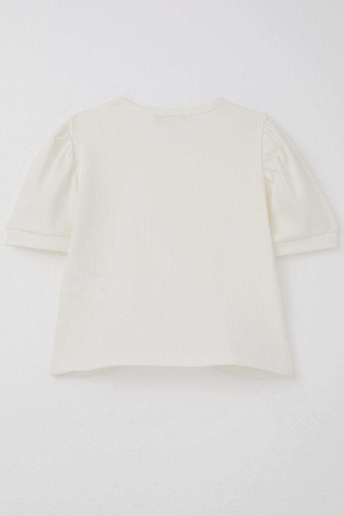 Breeze Kız Çocuk Crop Tişört Göbek Dekolte Detaylı Ekru (8-14 Yaş)