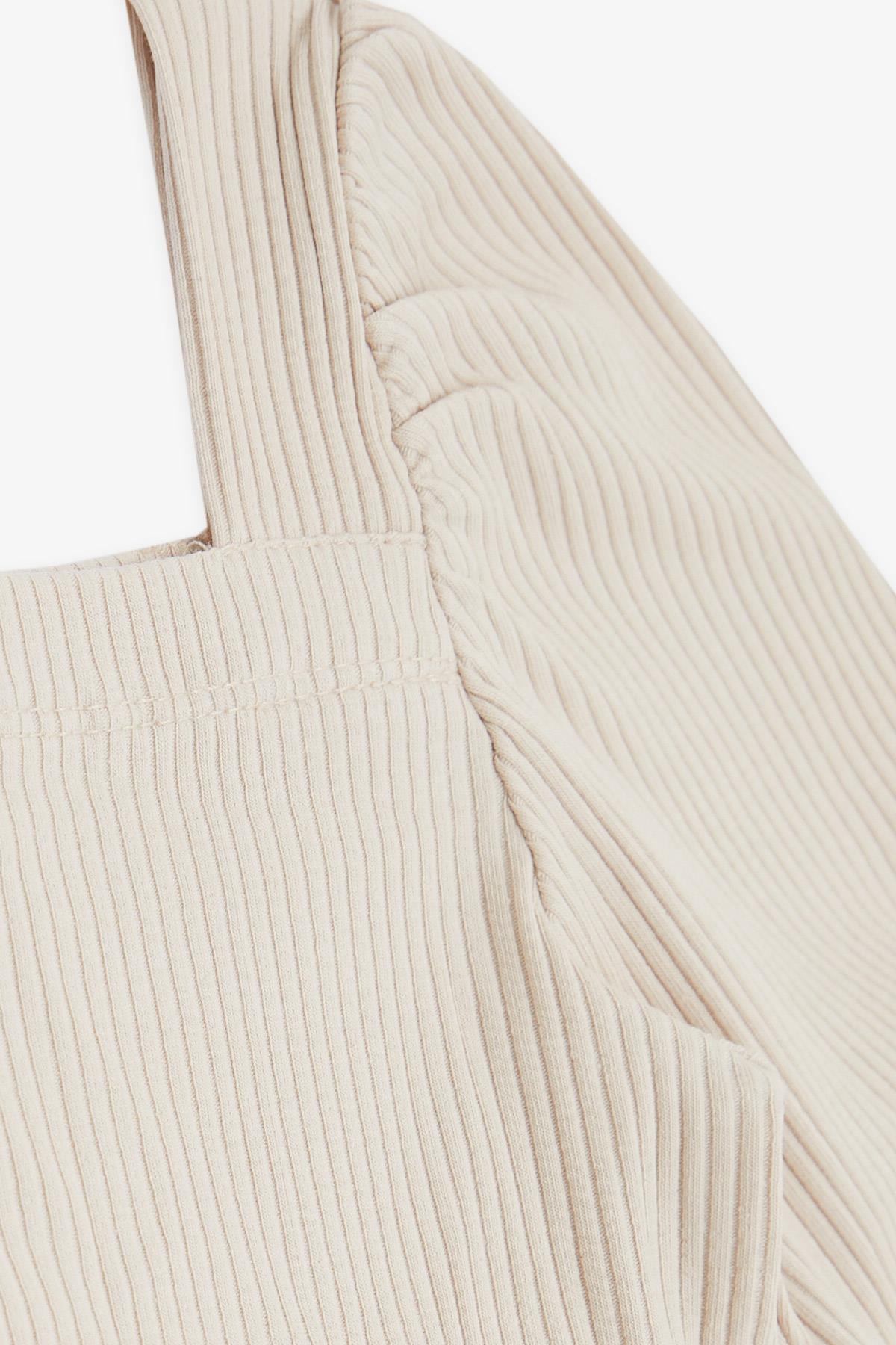 Breeze Kız Çocuk Crop Tişört Kare Yaka Bej (8-14 Yaş)