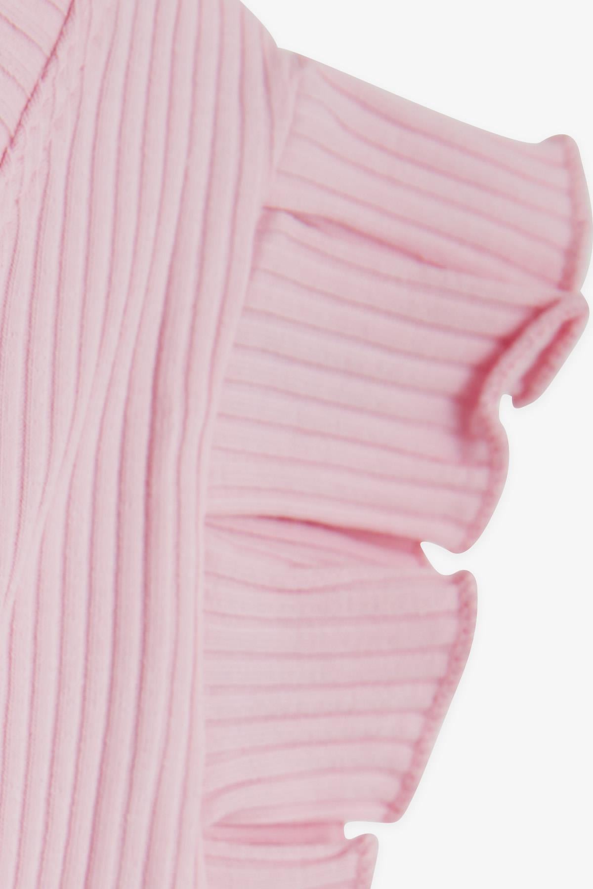 Breeze Kız Çocuk Crop Tişört Kolları Fırfırlı Pembe (8-14 Yaş)