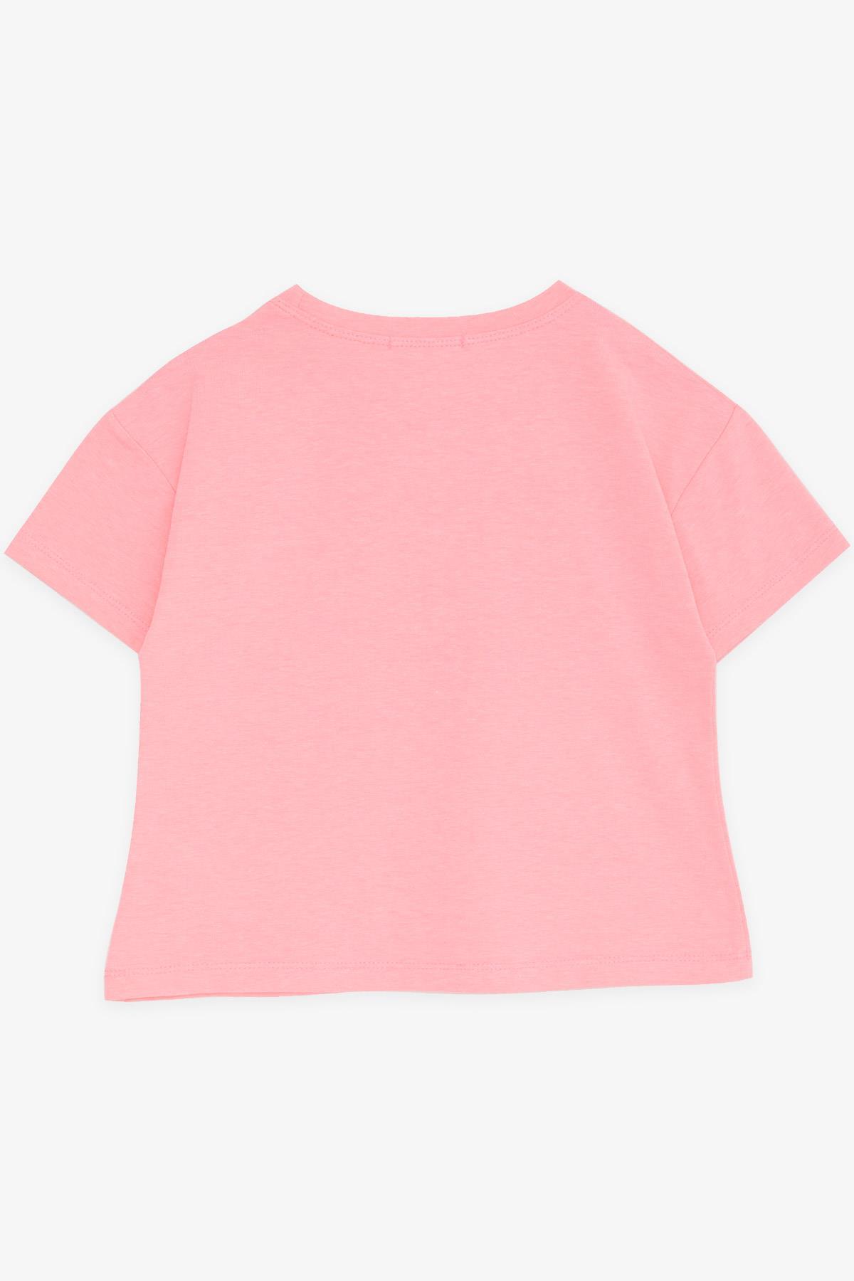 Breeze Kız Çocuk Crop Tişört Mutluluk Temalı Neon Pembe (8-14 Yaş)