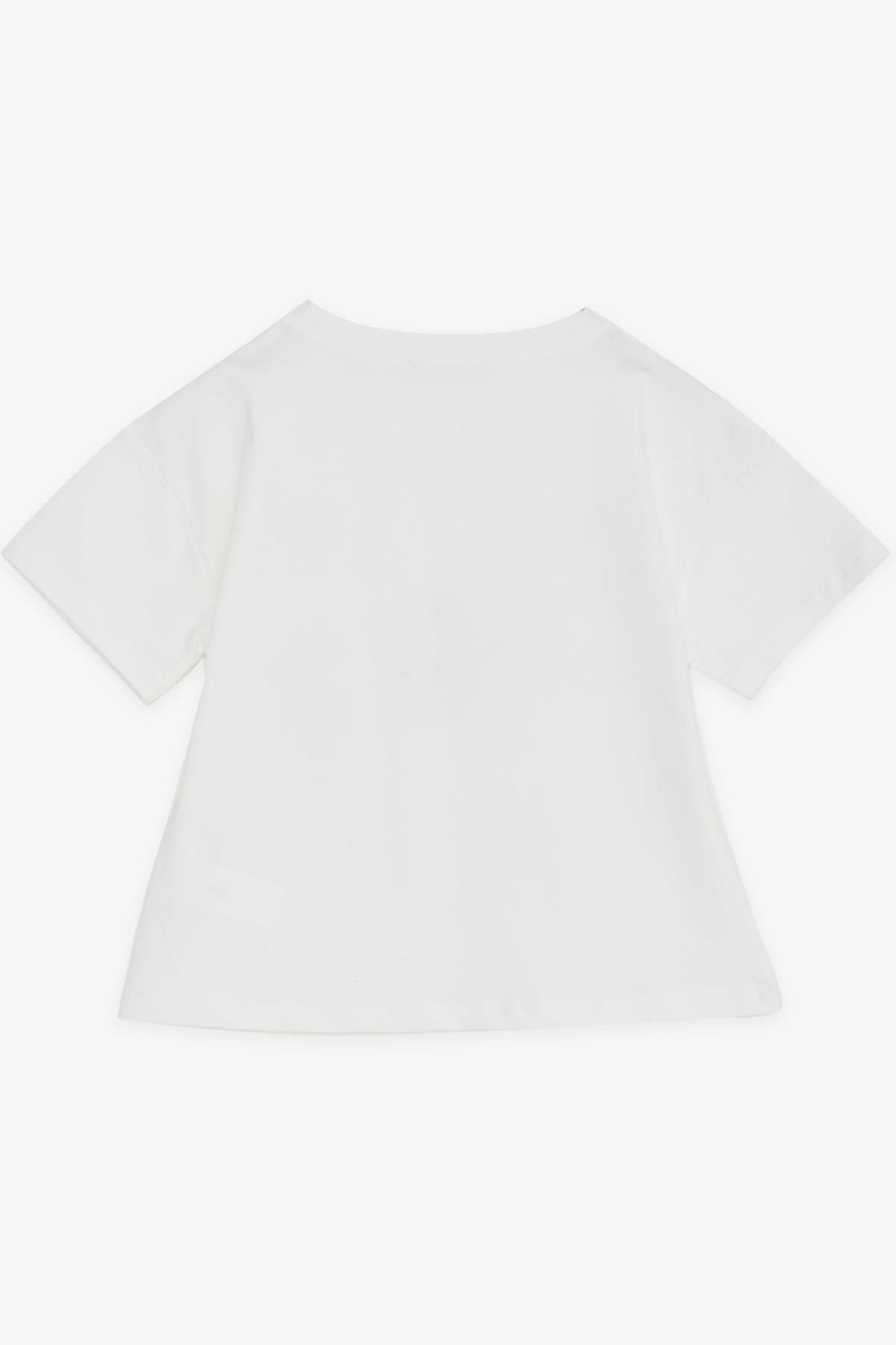 Breeze Kız Çocuk Crop Tişört Mutluluk Temalı Ekru (8-14 Yaş)