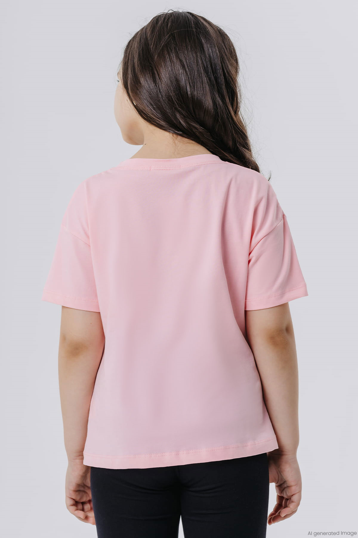 Breeze Kız Çocuk Crop Tişört Mutluluk Temalı Pudra (8-14 Yaş)