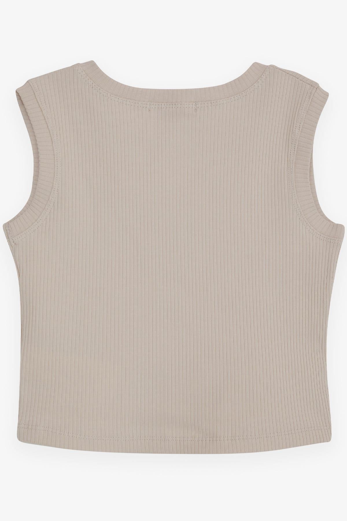 Breeze Kız Çocuk Crop Tişört Zincir Aksesuarlı Bej (9-16 Yaş)