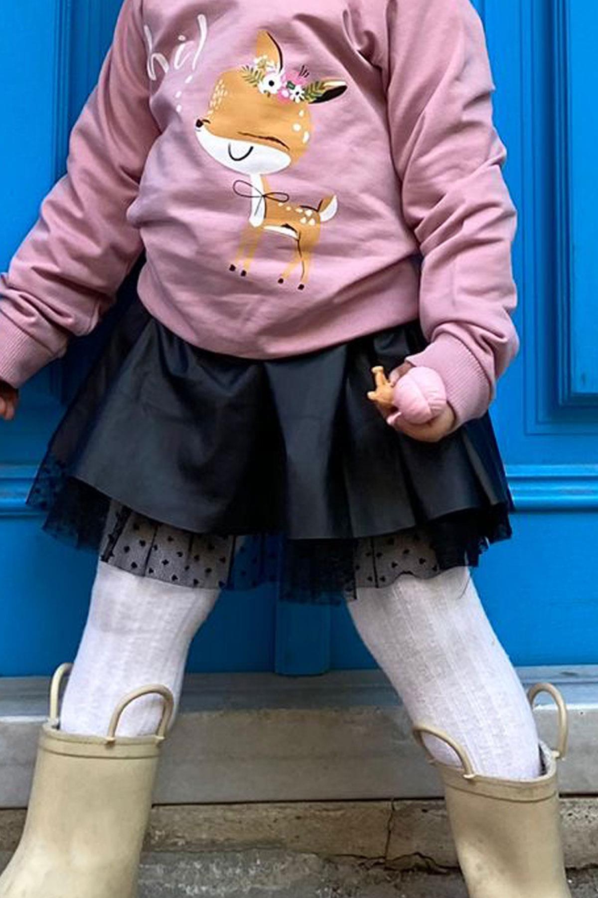 Breeze Kız Çocuk Deri Etek Tüllü Siyah (3-7 Yaş)