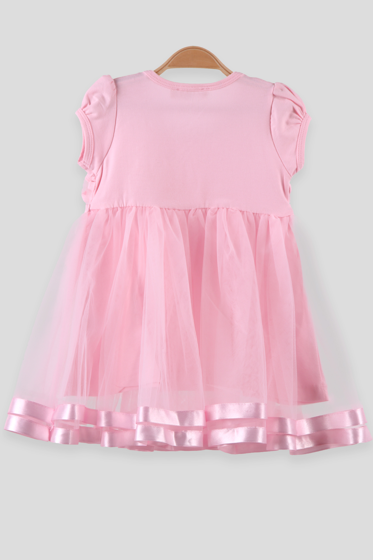 Breeze Kız Çocuk Elbise Altı Tüllü Saten Biyeli  Pembe (1.5-5 Yaş)