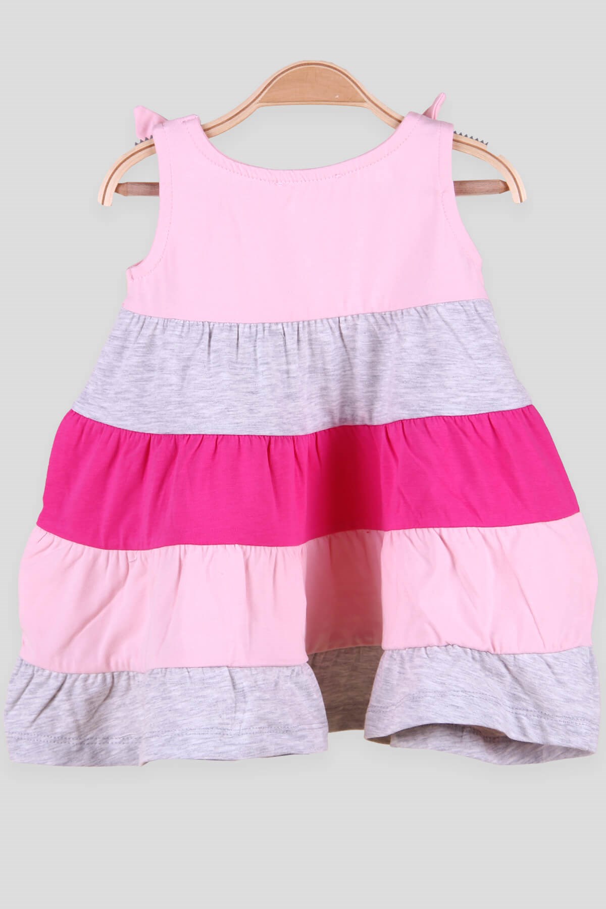 Breeze Kız Çocuk Elbise Askılı Katkat Renkli Pembe (1.5-5 Yaş)