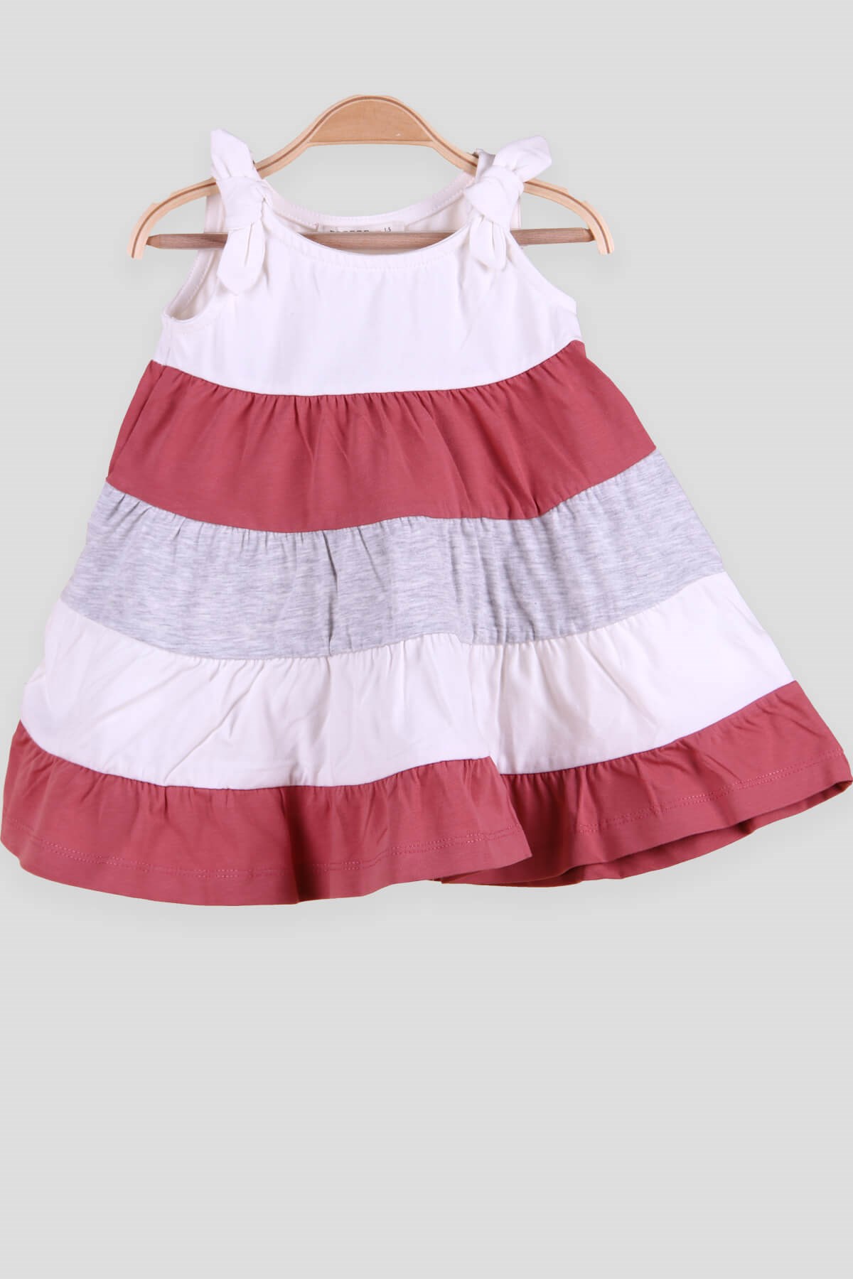 Breeze Kız Çocuk Elbise Askılı Katkat Renkli Gülkurusu (1.5-5 Yaş)