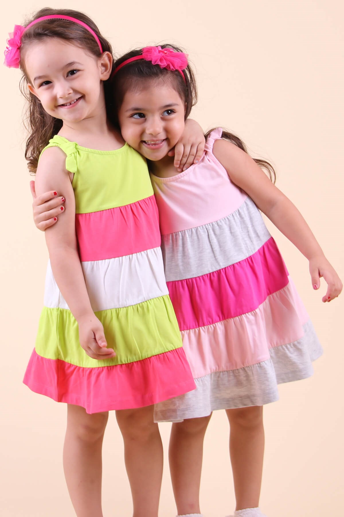 Breeze Kız Çocuk Elbise Askılı Katkat Renkli Yeşil (1.5-5 Yaş)