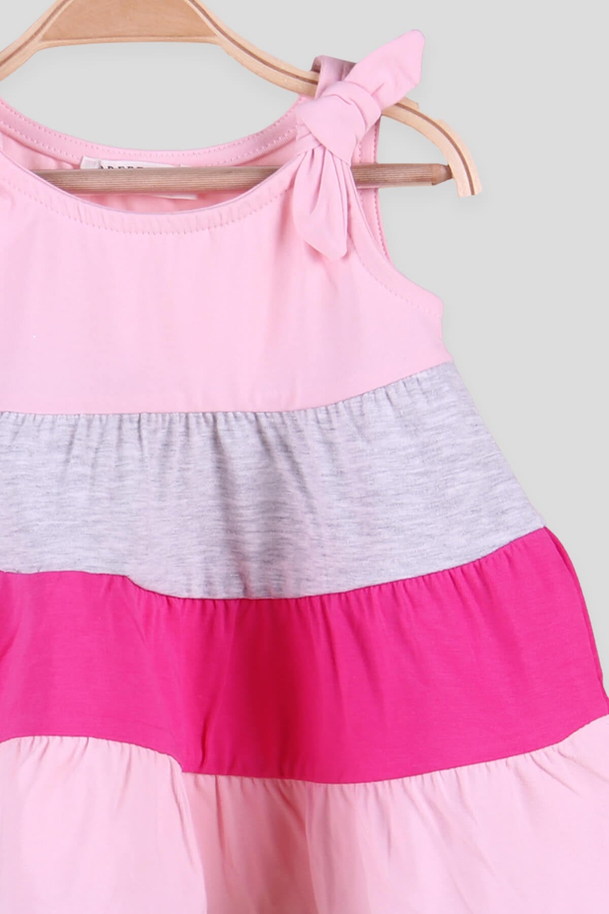 Breeze Kız Çocuk Elbise Askılı Katkat Renkli Pembe (1.5-5 Yaş)