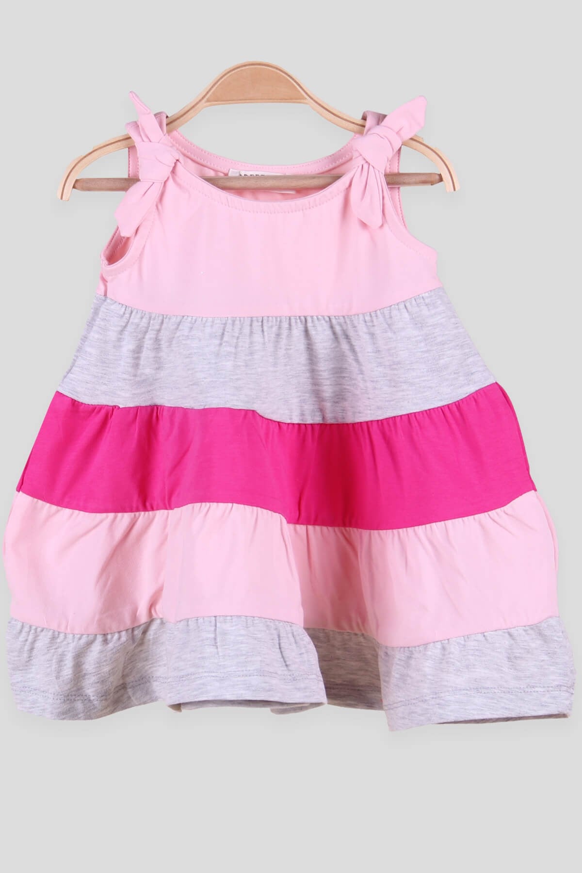 Breeze Kız Çocuk Elbise Askılı Katkat Renkli Pembe (1.5-5 Yaş)