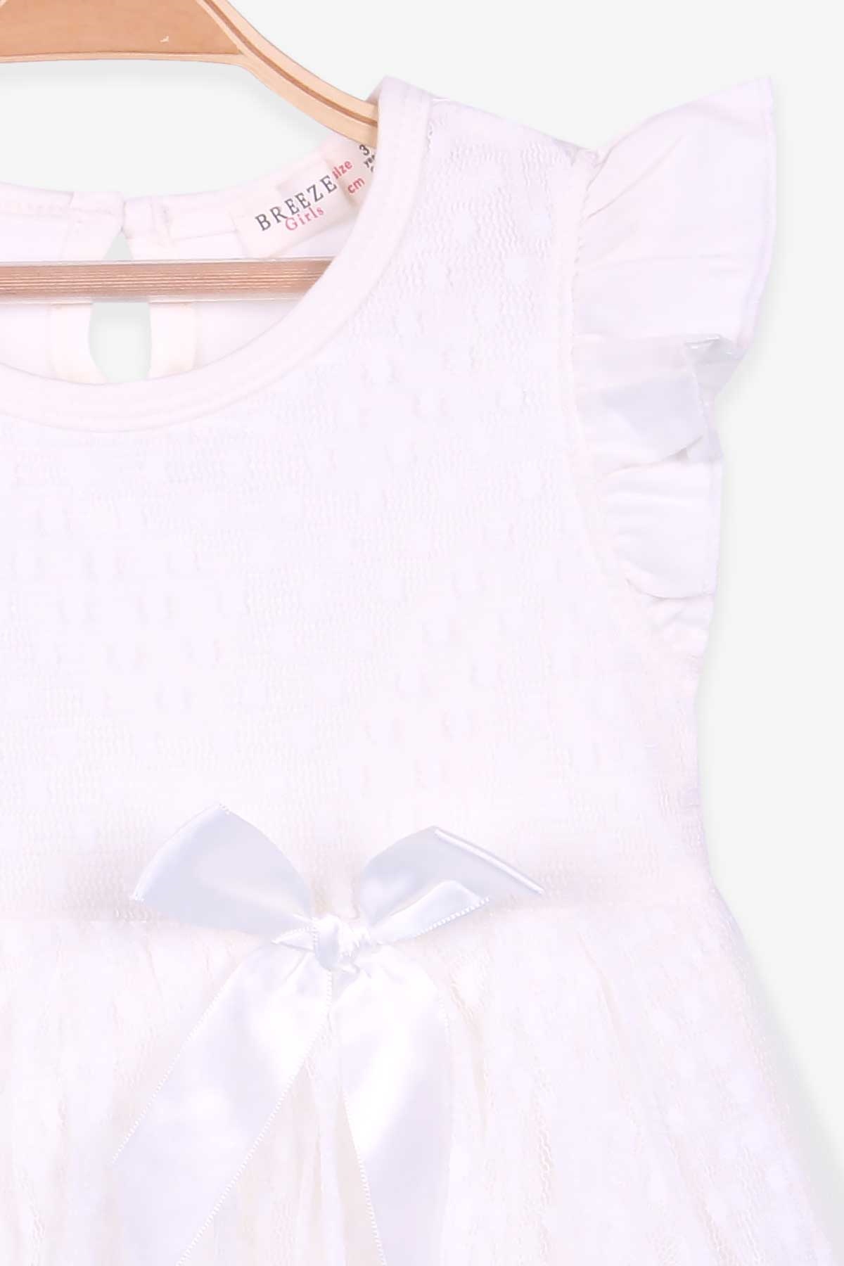 Breeze Kız Çocuk Elbise Basic Tüllü Fiyonklu Ekru (3-8 Yaş)