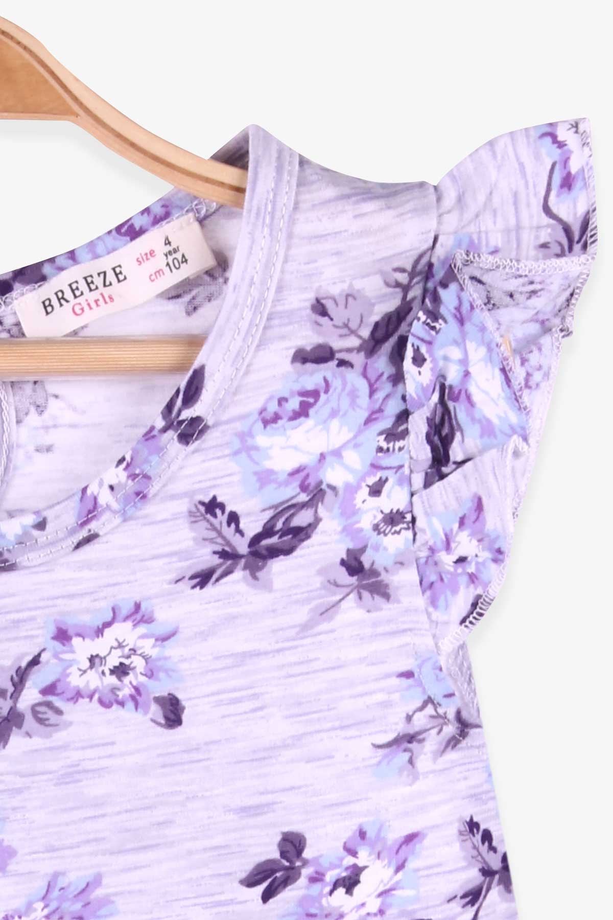 Breeze Kız Çocuk Elbise Çiçek Desenli Gri Melanj (4-9 Yaş)