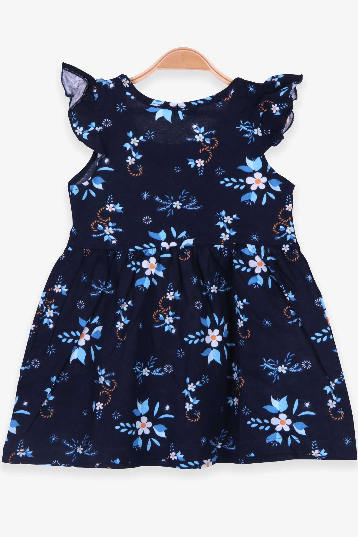 Breeze Kız Çocuk Elbise Çiçek Desenli Lacivert (2-6 Yaş)