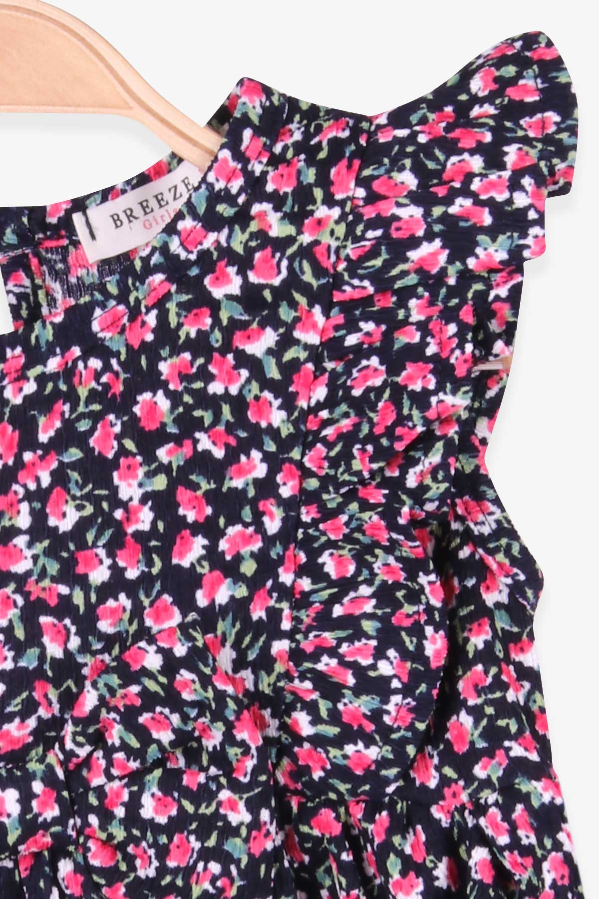 Breeze Kız Çocuk Elbise Çiçek Desenli Siyah (1.5-5 Yaş)