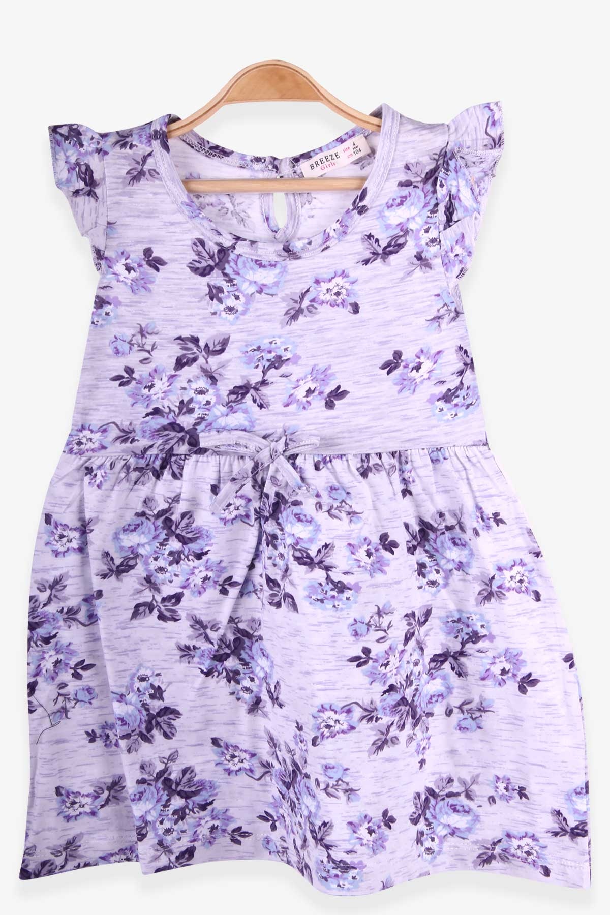 Breeze Kız Çocuk Elbise Çiçek Desenli Gri Melanj (4-9 Yaş)