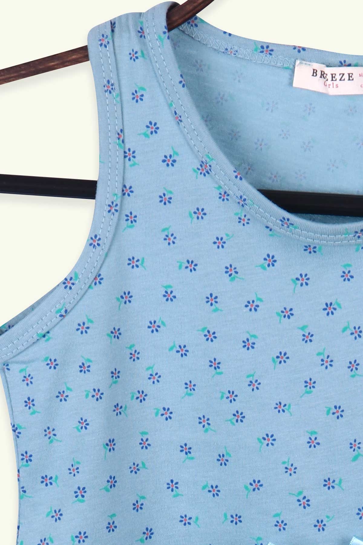 Breeze Kız Çocuk Elbise Çiçek Desenli Açık Mavi (6-10 Yaş)