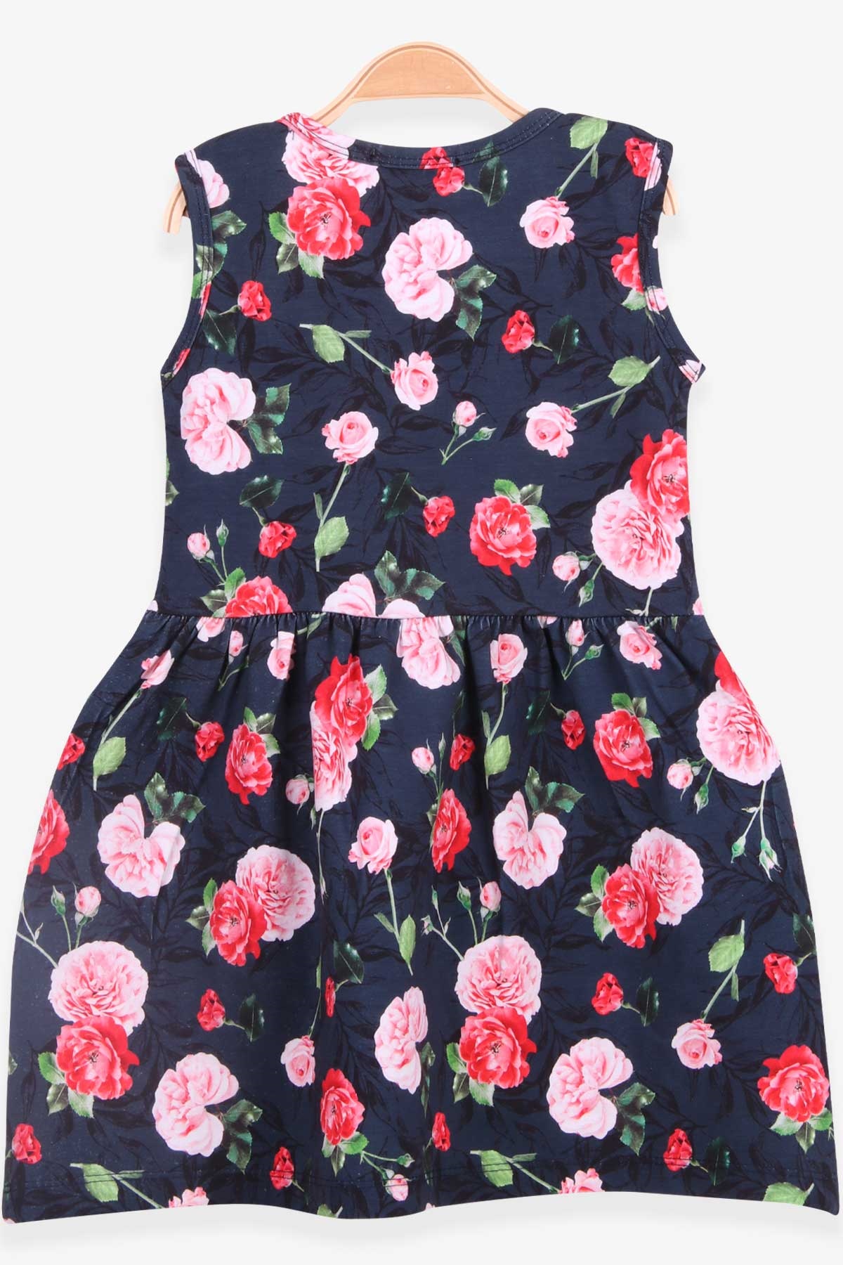 Breeze Kız Çocuk Elbise Çiçek Desenli Koyu Mavi (4 Yaş)