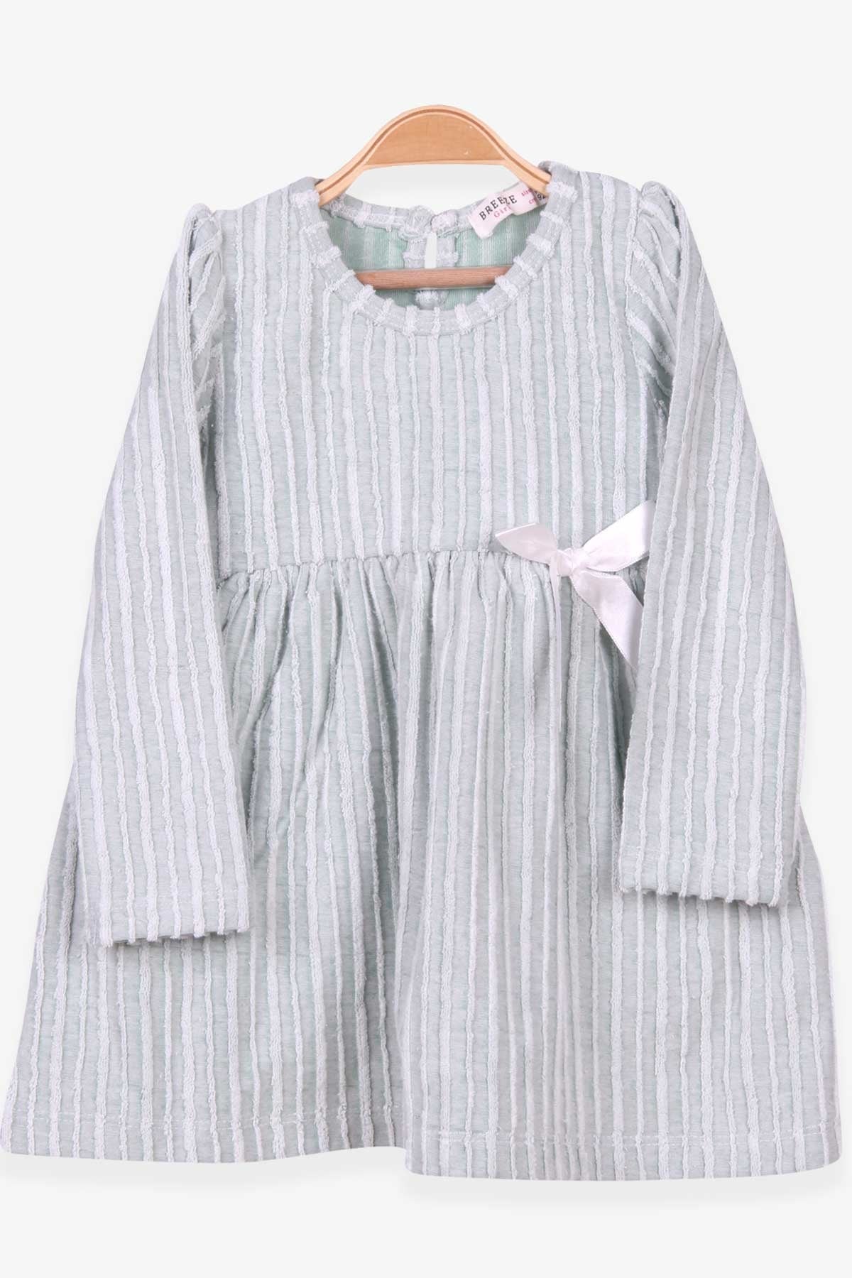 Breeze Kız Çocuk Elbise Çizgi Desenli Fiyonklu Mint Yeşili (2-6 Yaş)