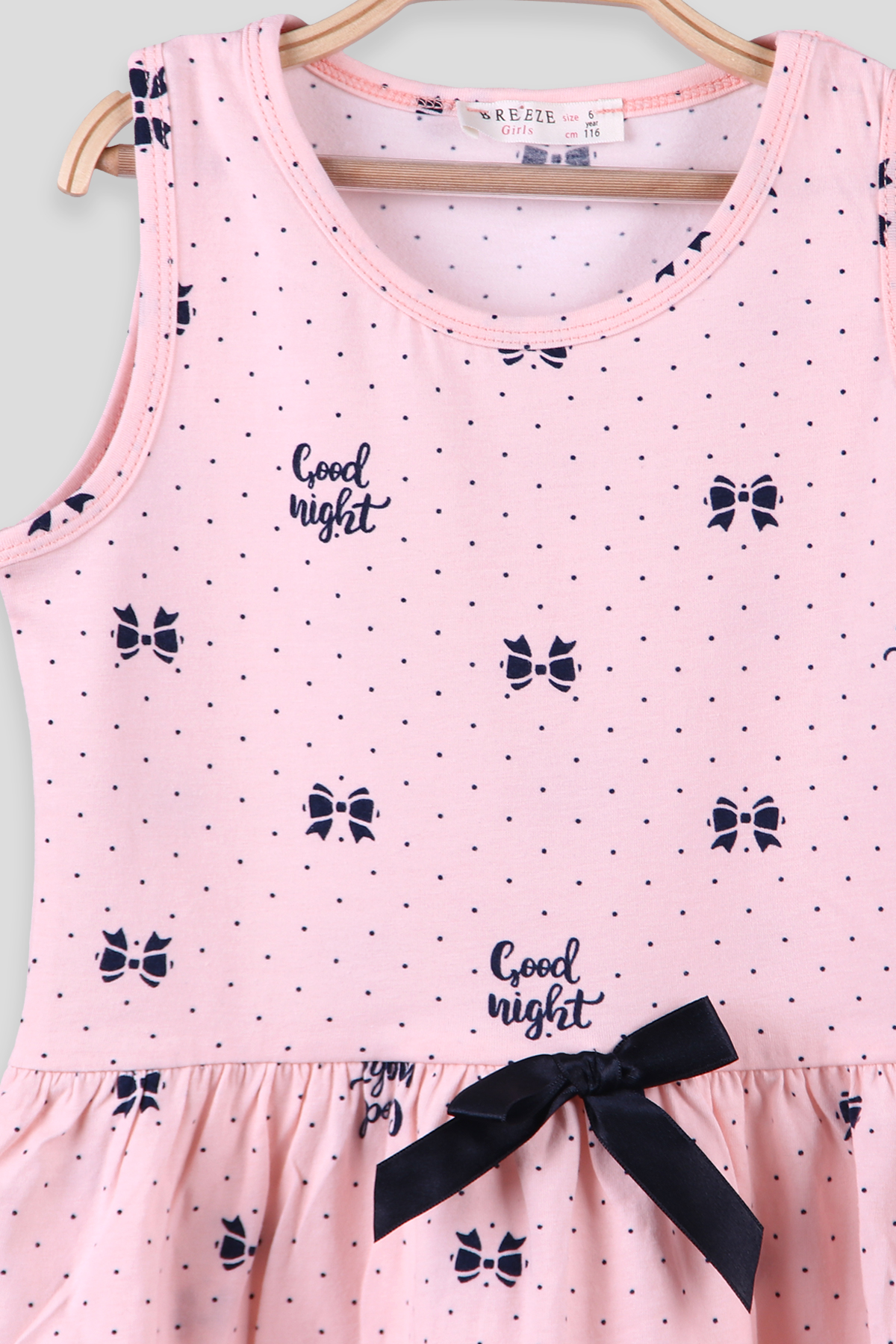 Breeze Kız Çocuk Elbise Cool Night Baskılı Fiyonklu Somon (6-10 Yaş)