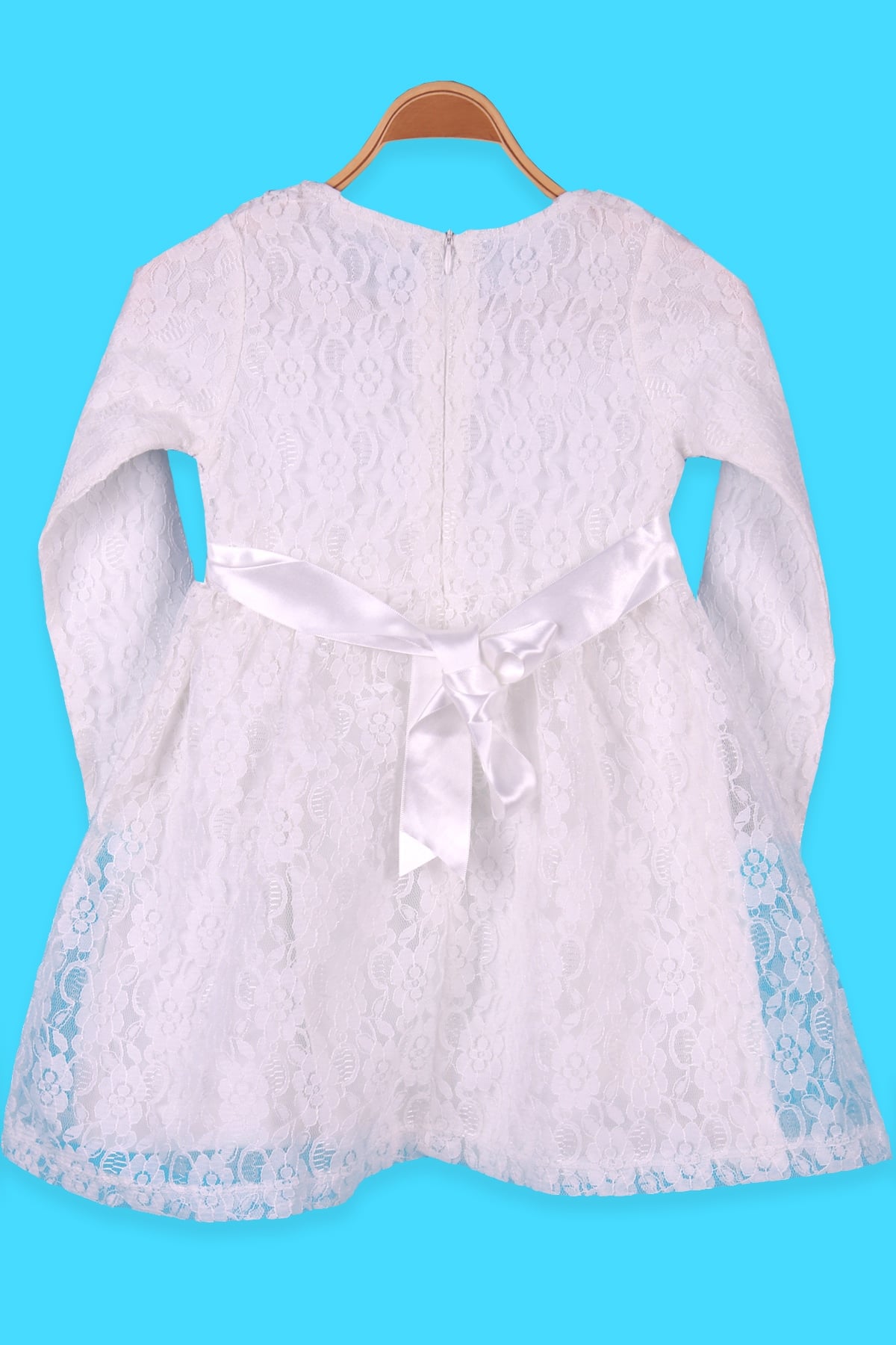 Breeze Kız Çocuk Elbise Dantelli Fiyonklu Beyaz (5-9 Yaş)
