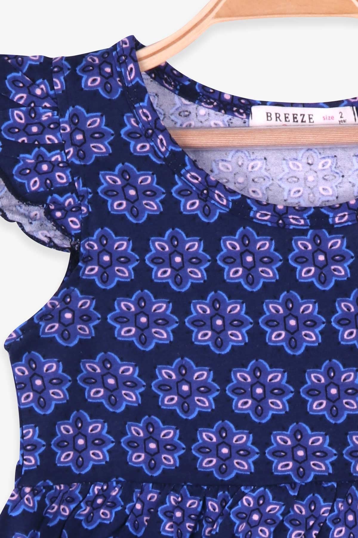 Breeze Kız Çocuk Elbise Desenli Lacivert (2-6 Yaş)
