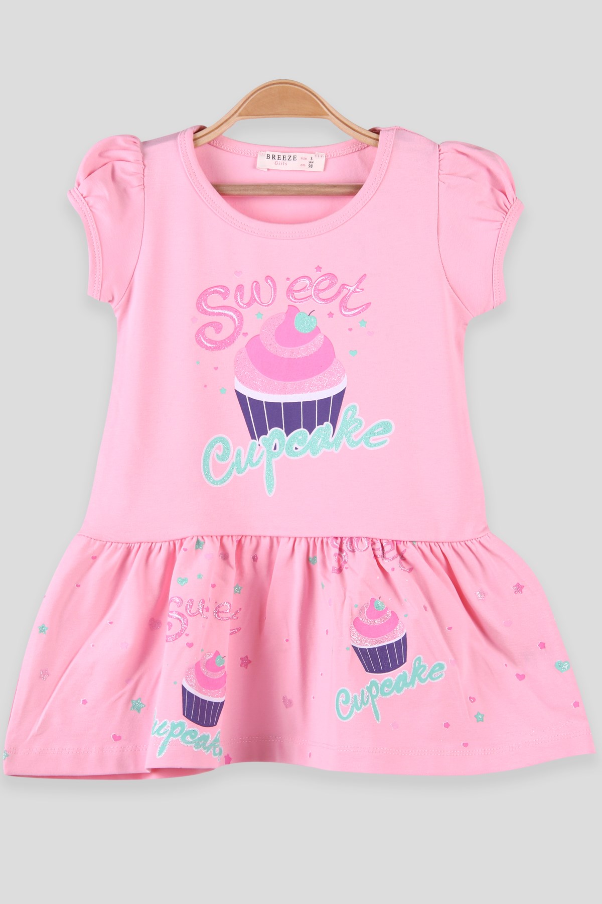 Breeze Kız Çocuk Elbise Dondurması Simli Pembe (3-8 Yaş)
