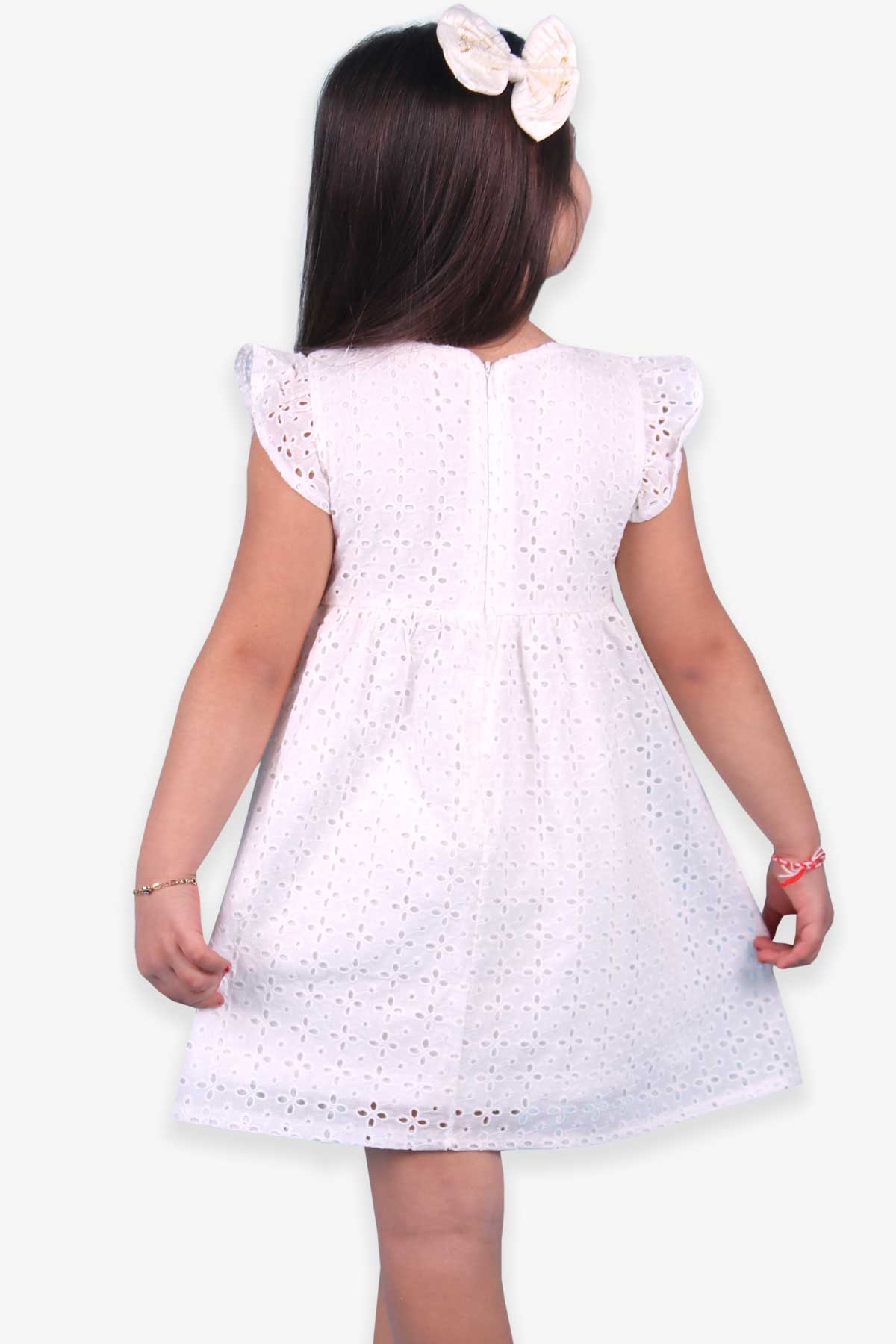 Breeze Kız Çocuk Elbise Fisto Basic Fiyonklu Ekru (3-8 Yaş)