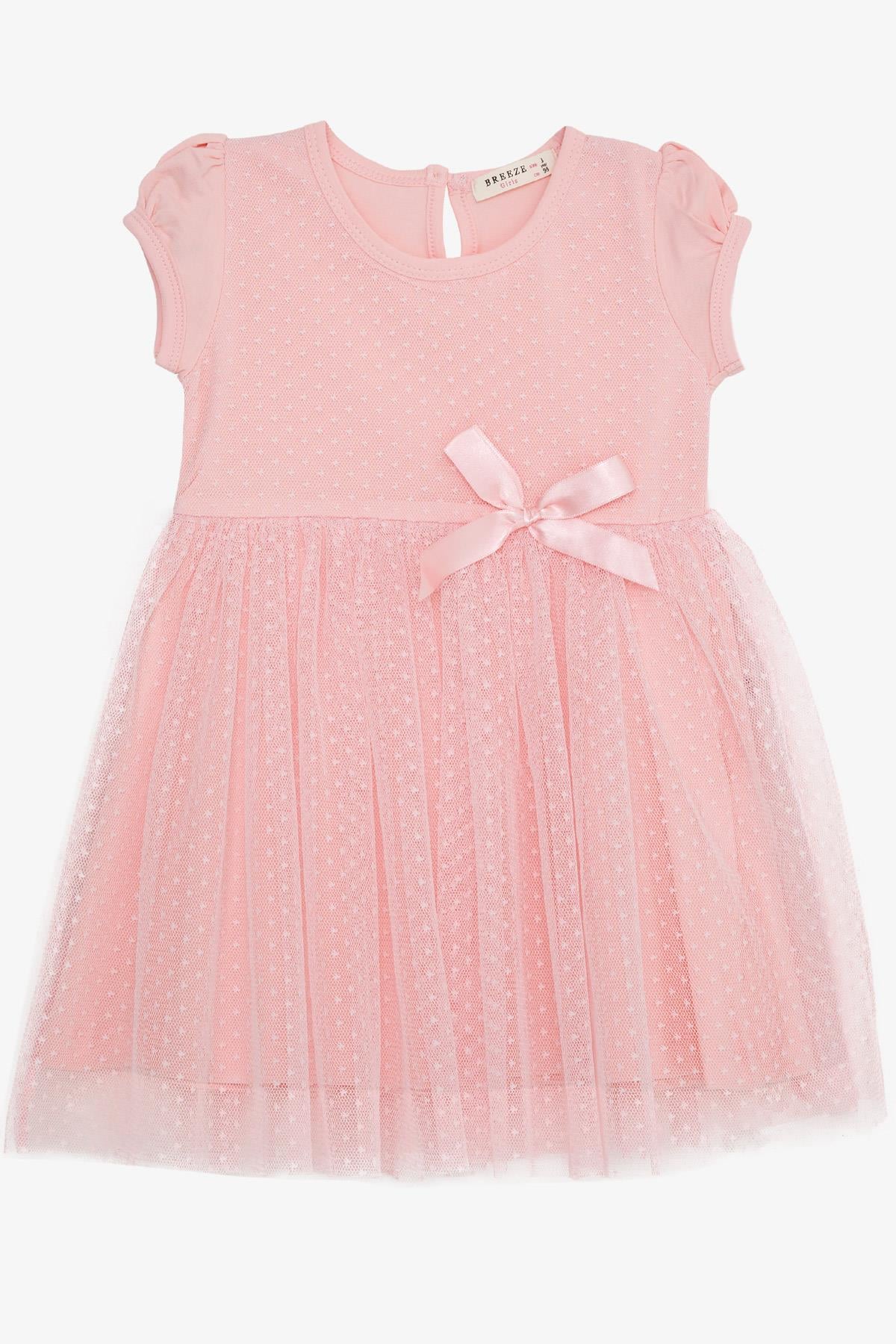 Breeze Kız Çocuk Elbise Fiyonklu Tüllü Pembe (3-8 Yaş)