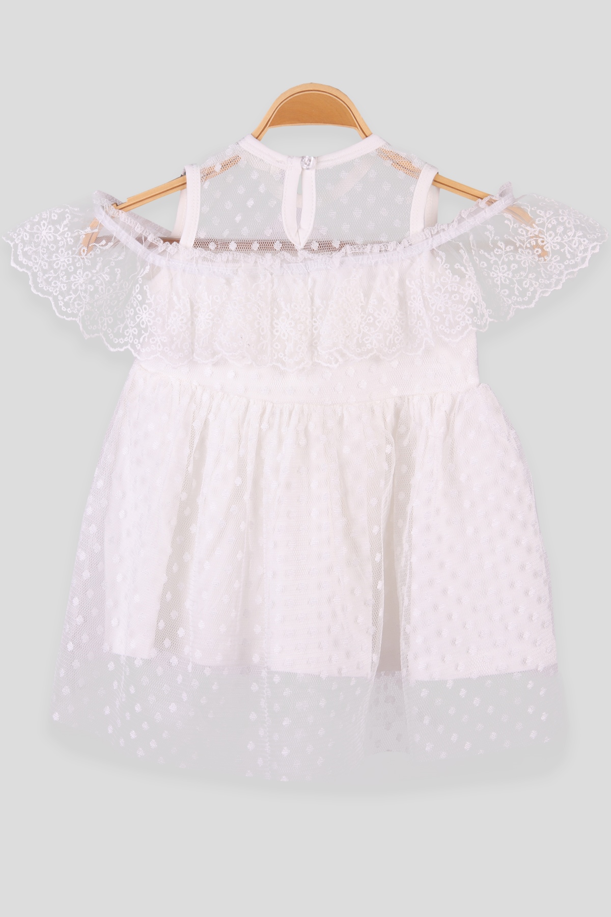 Breeze Kız Çocuk Elbise Güpürlü Ekru (1.5-5 Yaş)