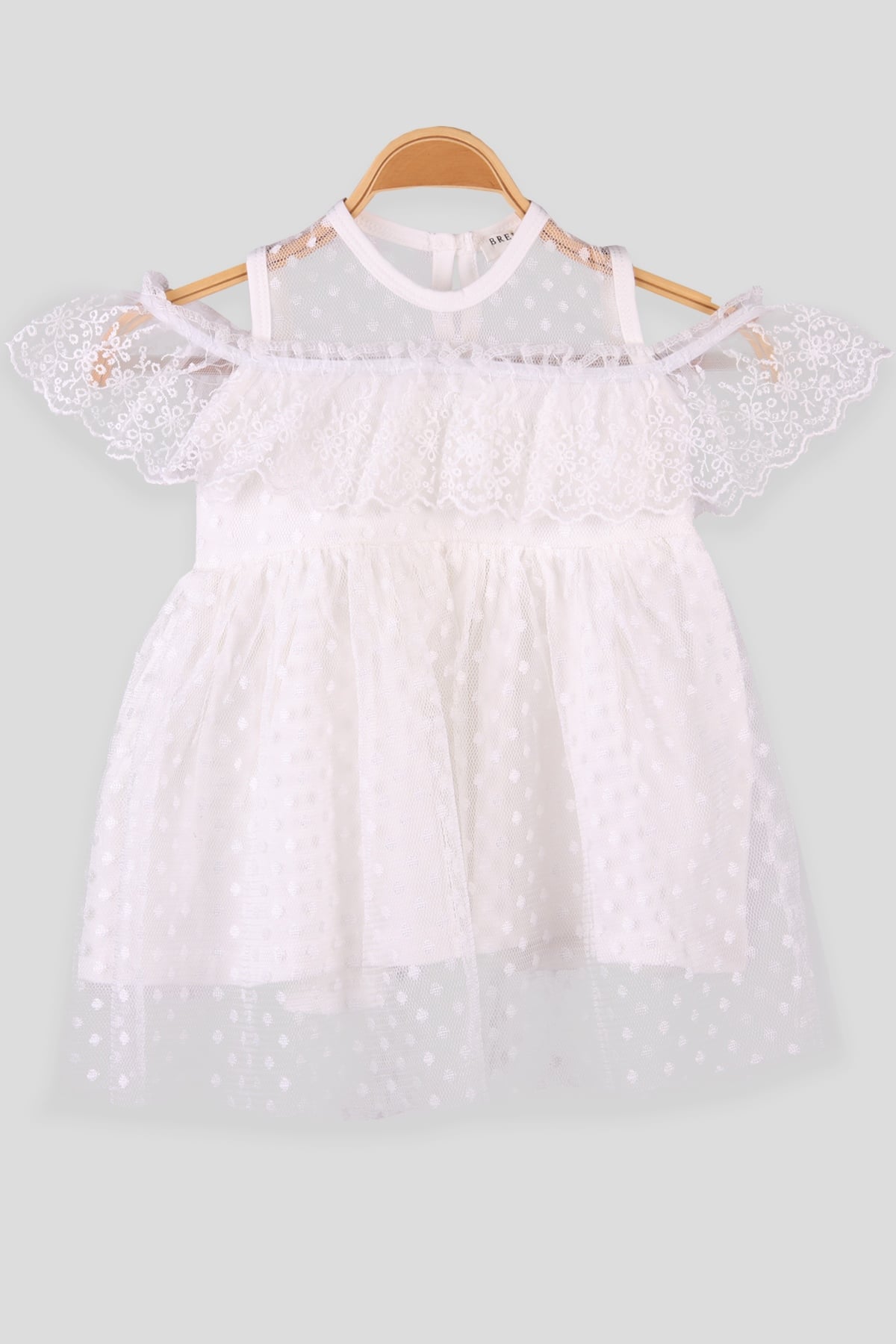 Breeze Kız Çocuk Elbise Güpürlü Ekru (1.5-5 Yaş)