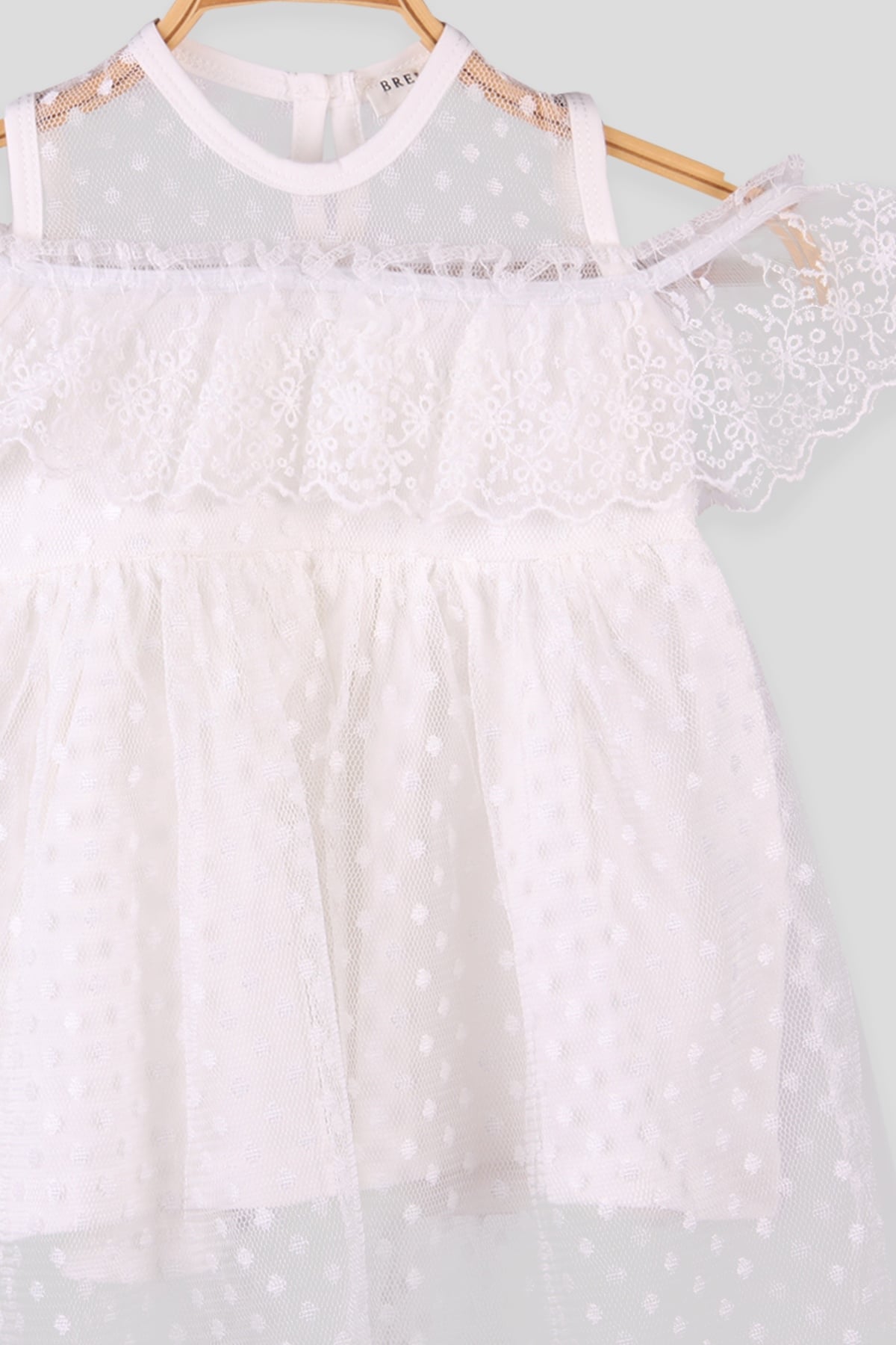 Breeze Kız Çocuk Elbise Güpürlü Ekru (1.5-5 Yaş)