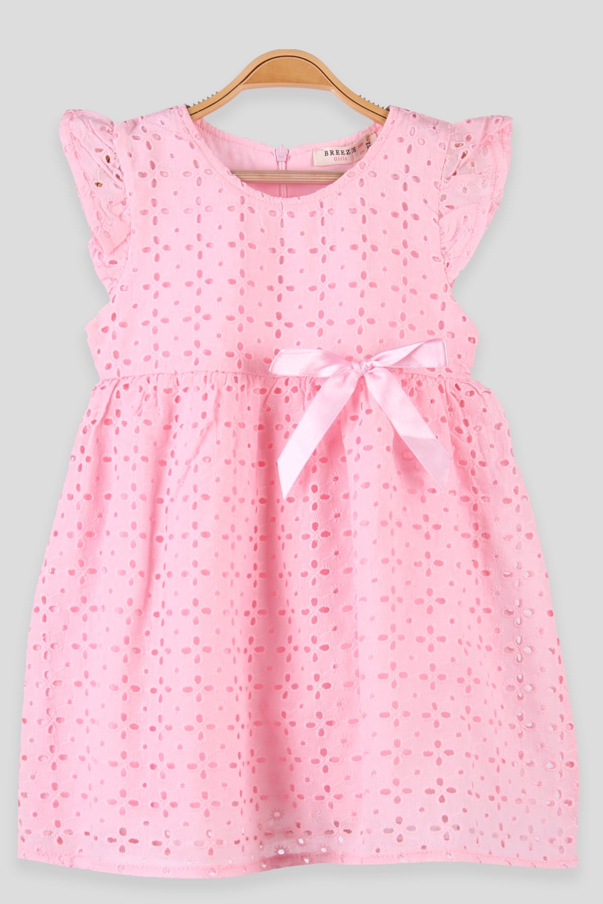 Breeze Kız Çocuk Elbise Güpürlü Pembe (3-8 Yaş)