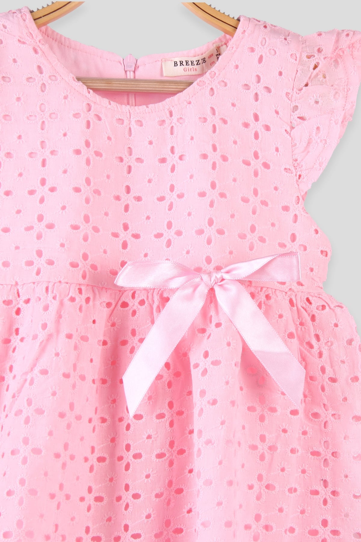 Breeze Kız Çocuk Elbise Güpürlü Pembe (3-8 Yaş)