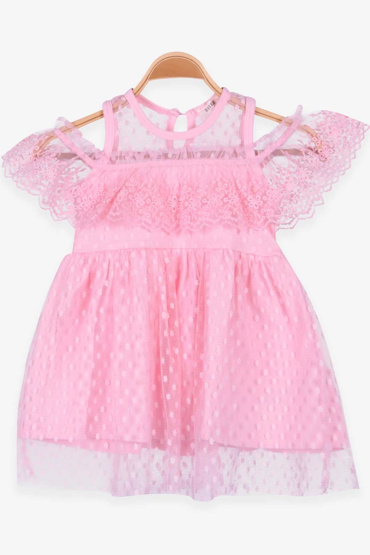 Breeze Kız Çocuk Elbise Güpürlü Pudra (1.5-5 Yaş)
