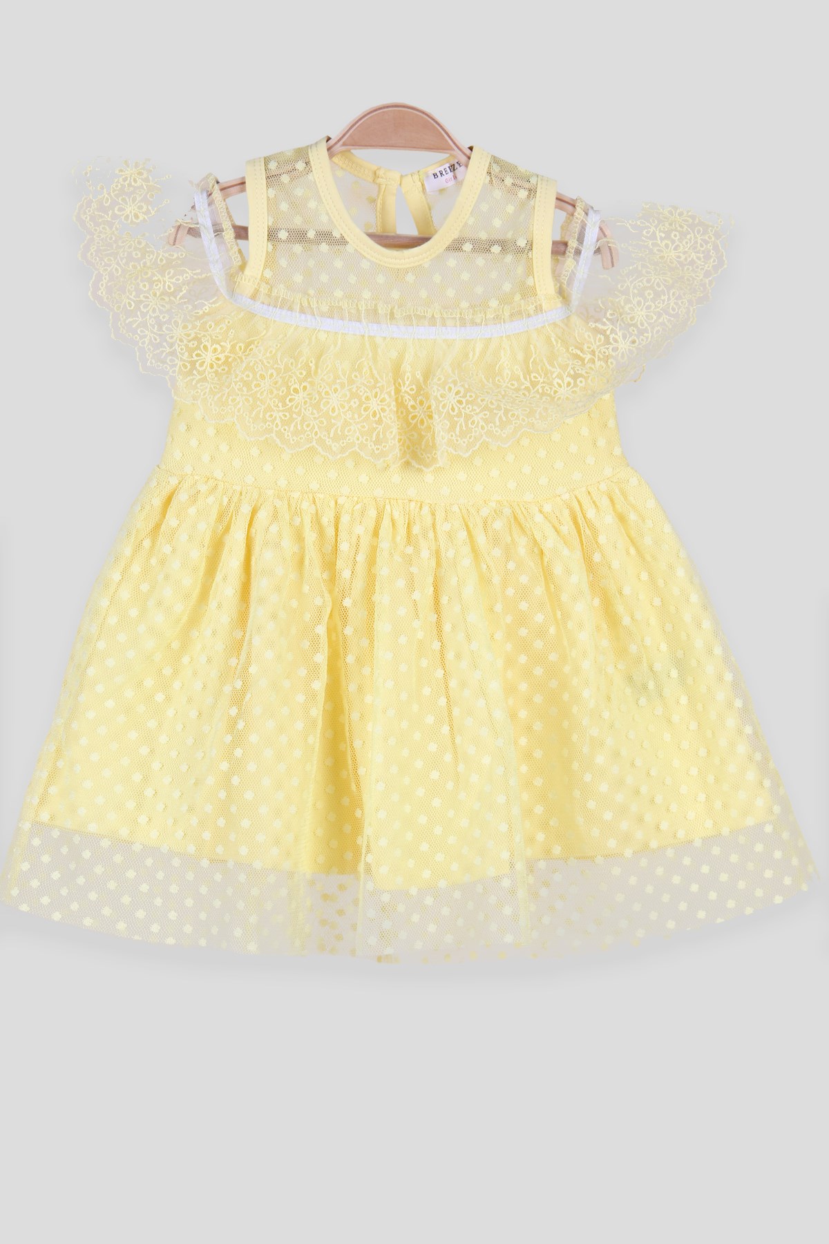 Breeze Kız Çocuk Elbise Güpürlü Sarı (1.5-5 Yaş)