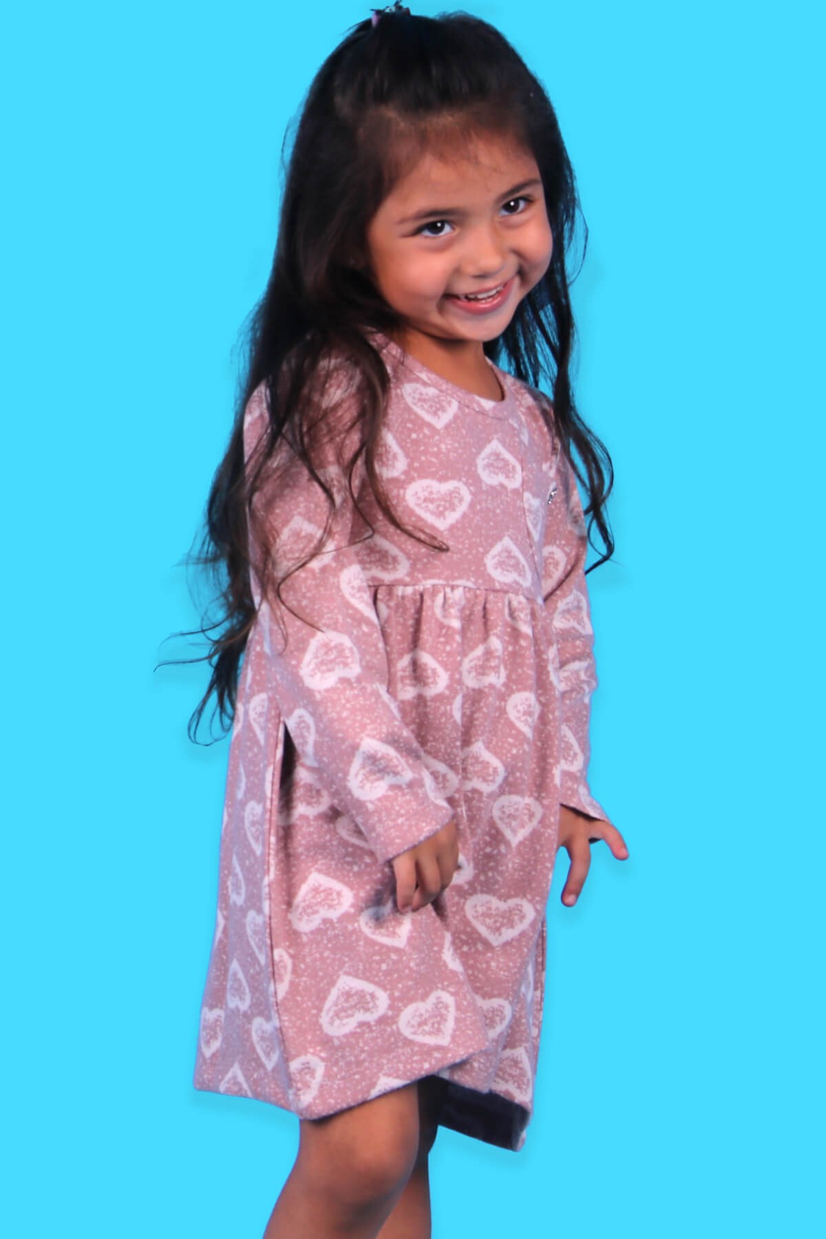Breeze Kız Çocuk Elbise Kalp Desenli Gülkurusu (1.5-5 Yaş)