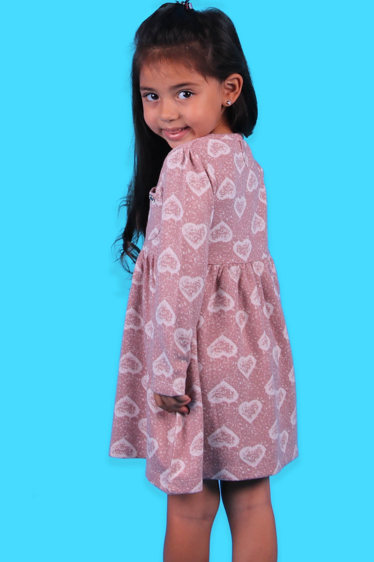 Breeze Kız Çocuk Elbise Kalp Desenli Gülkurusu (1.5-5 Yaş)