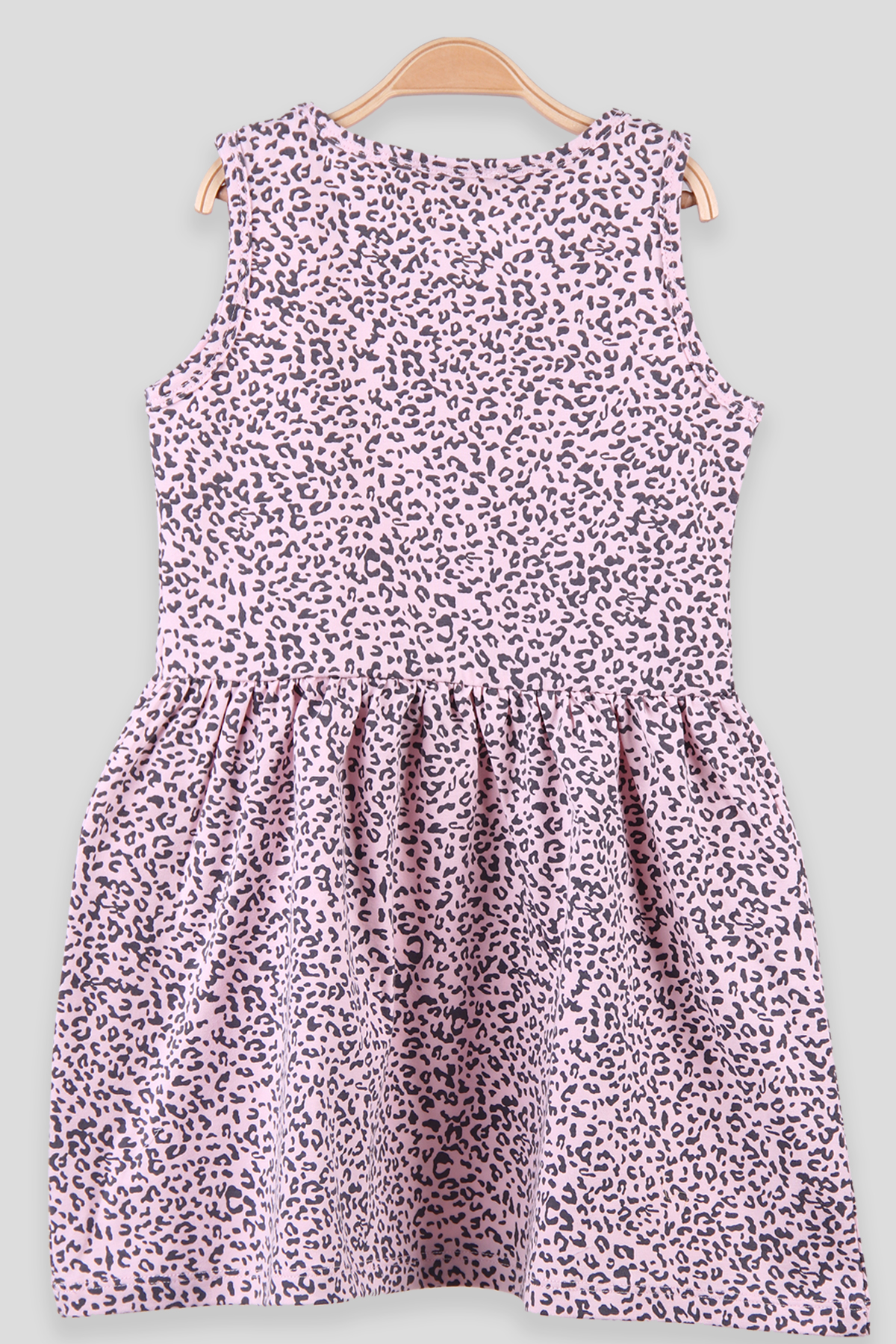 Breeze Kız Çocuk Elbise Leopar Desen Baskılı Fiyonklu Pembe (6-10 Yaş)