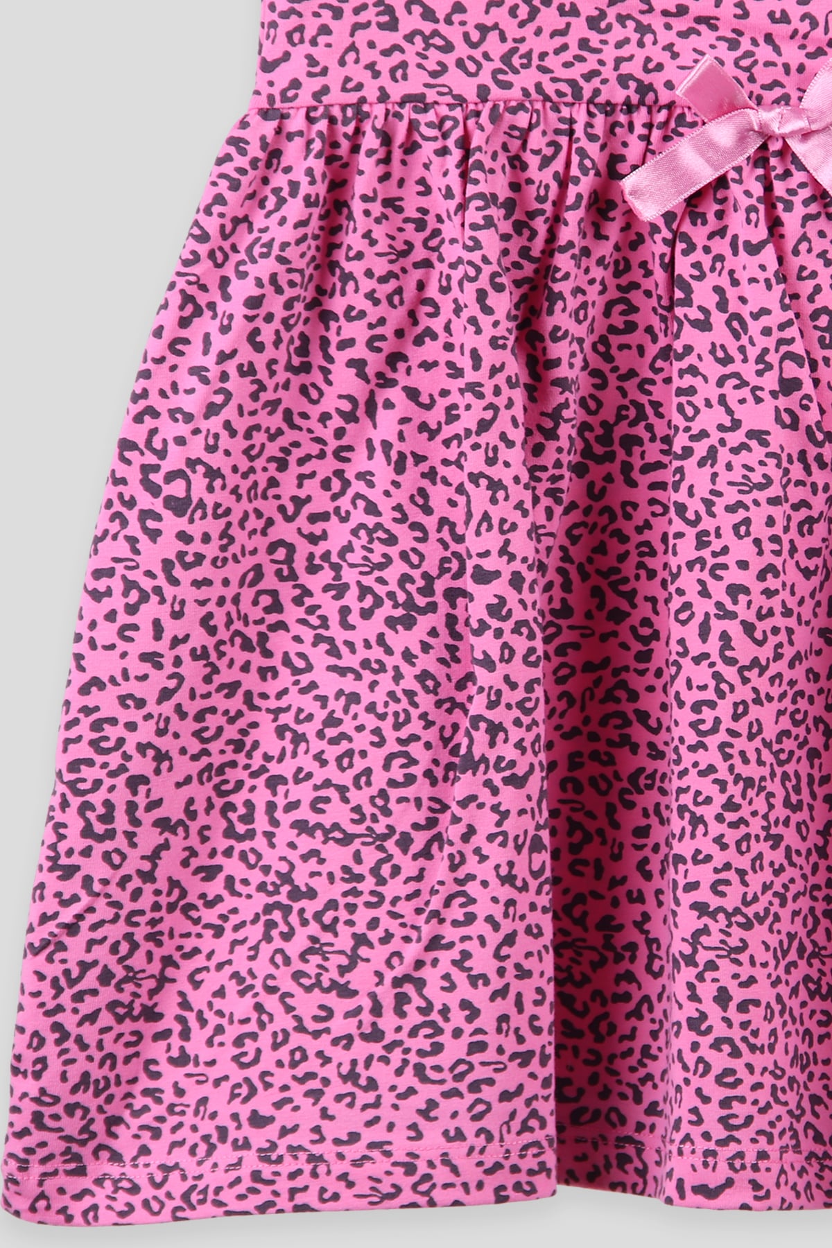 Breeze Kız Çocuk Elbise Leopar Desen Baskılı Fiyonklu Fuşya (6-10 Yaş)