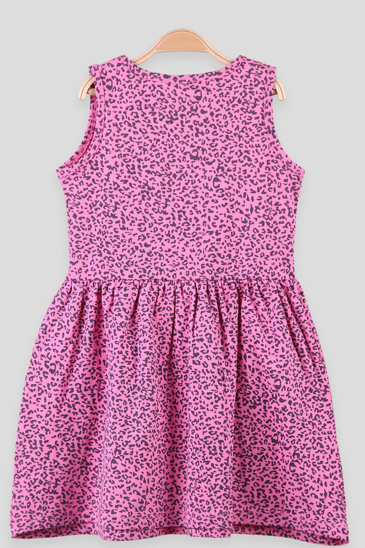 Breeze Kız Çocuk Elbise Leopar Desen Baskılı Fiyonklu Fuşya (6-10 Yaş)