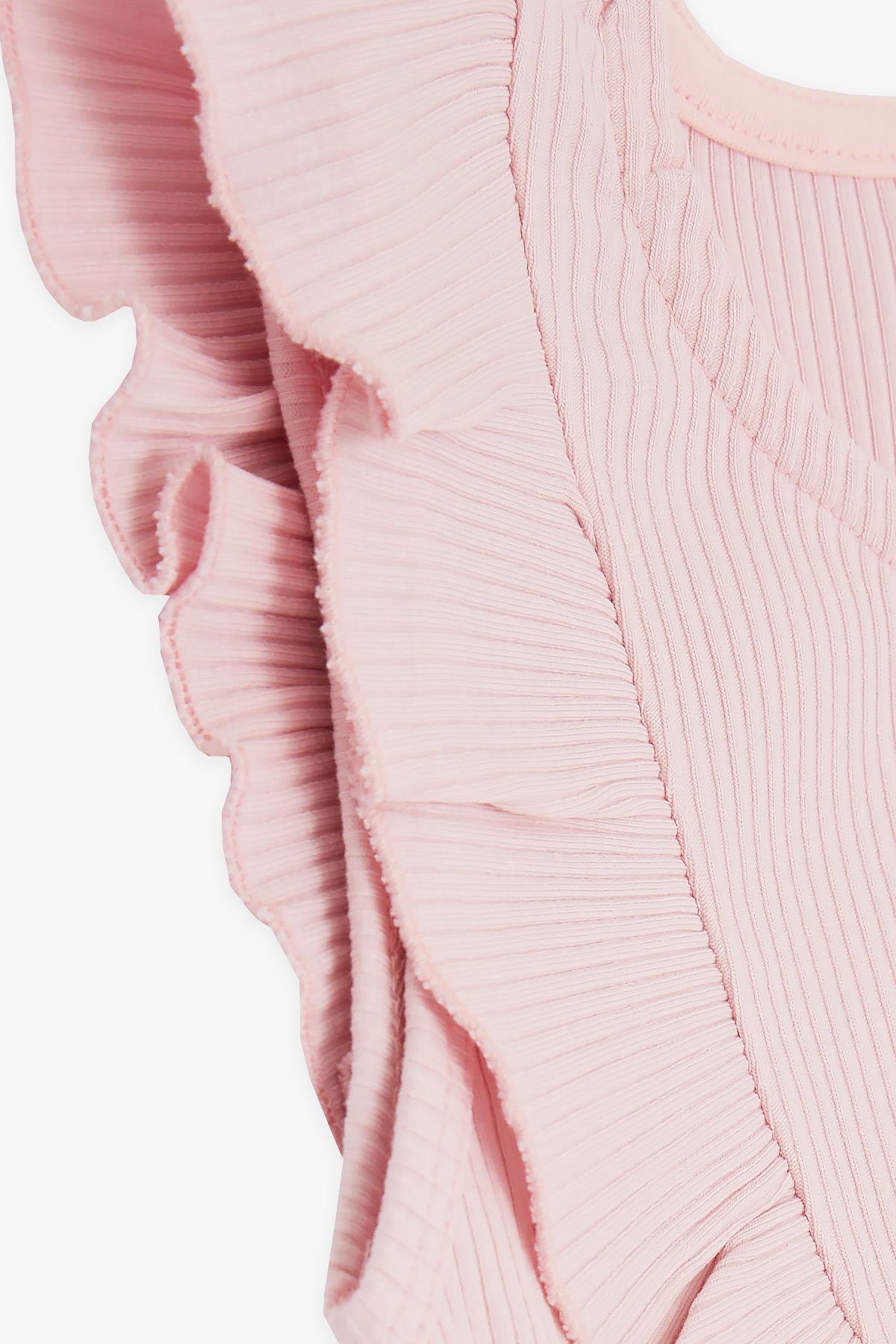 Breeze Kız Çocuk Elbise Omuzu Fırfırlı Tüllü Pembe (4-8 Yaş)