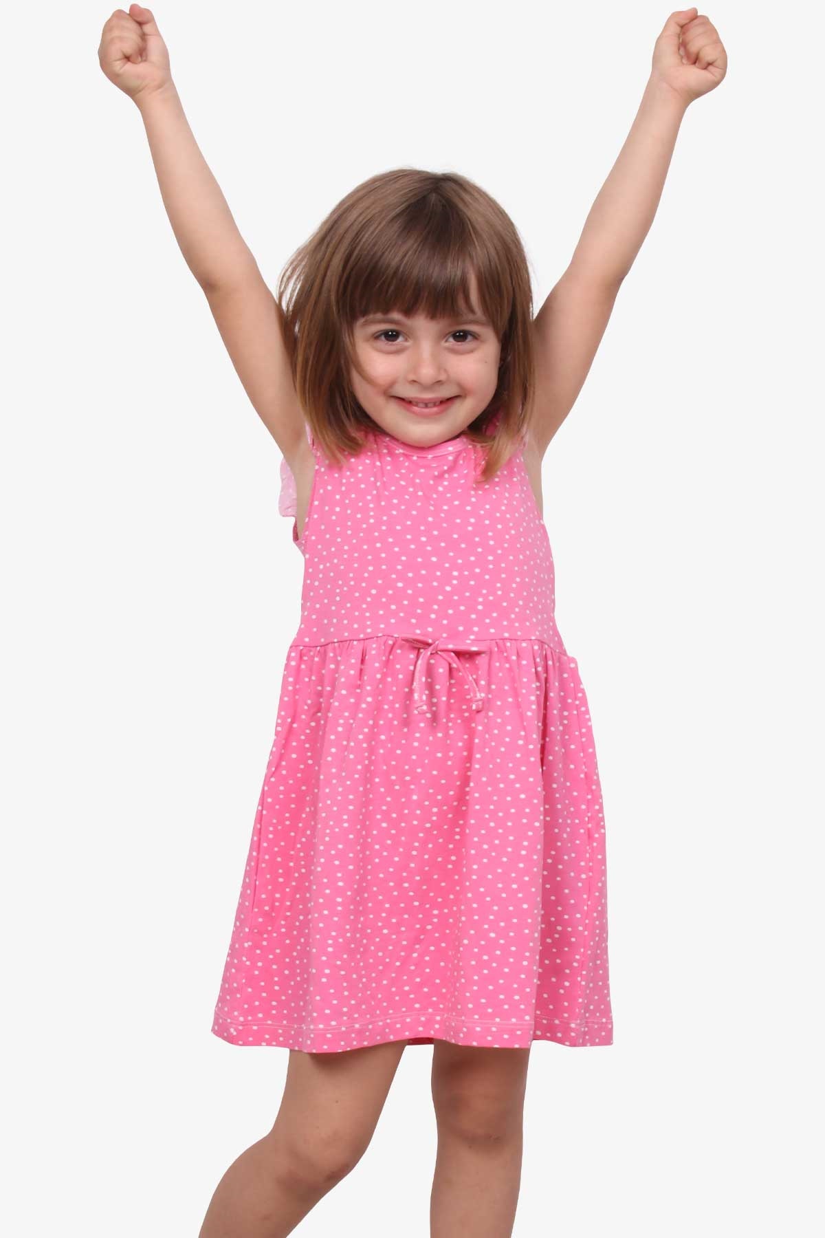 Breeze Kız Çocuk Elbise Puantiye Desenli Pembe (4-9 Yaş)