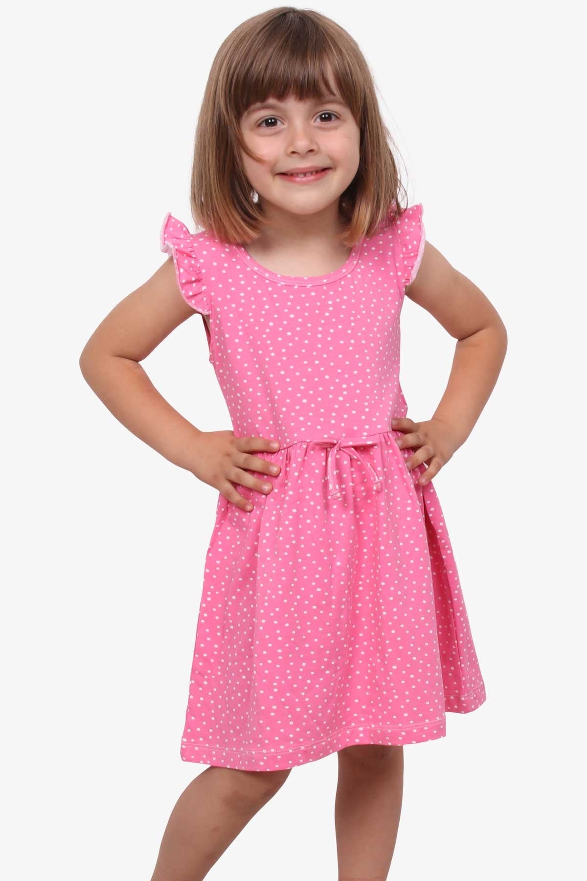Breeze Kız Çocuk Elbise Puantiye Desenli Pembe (4-9 Yaş)