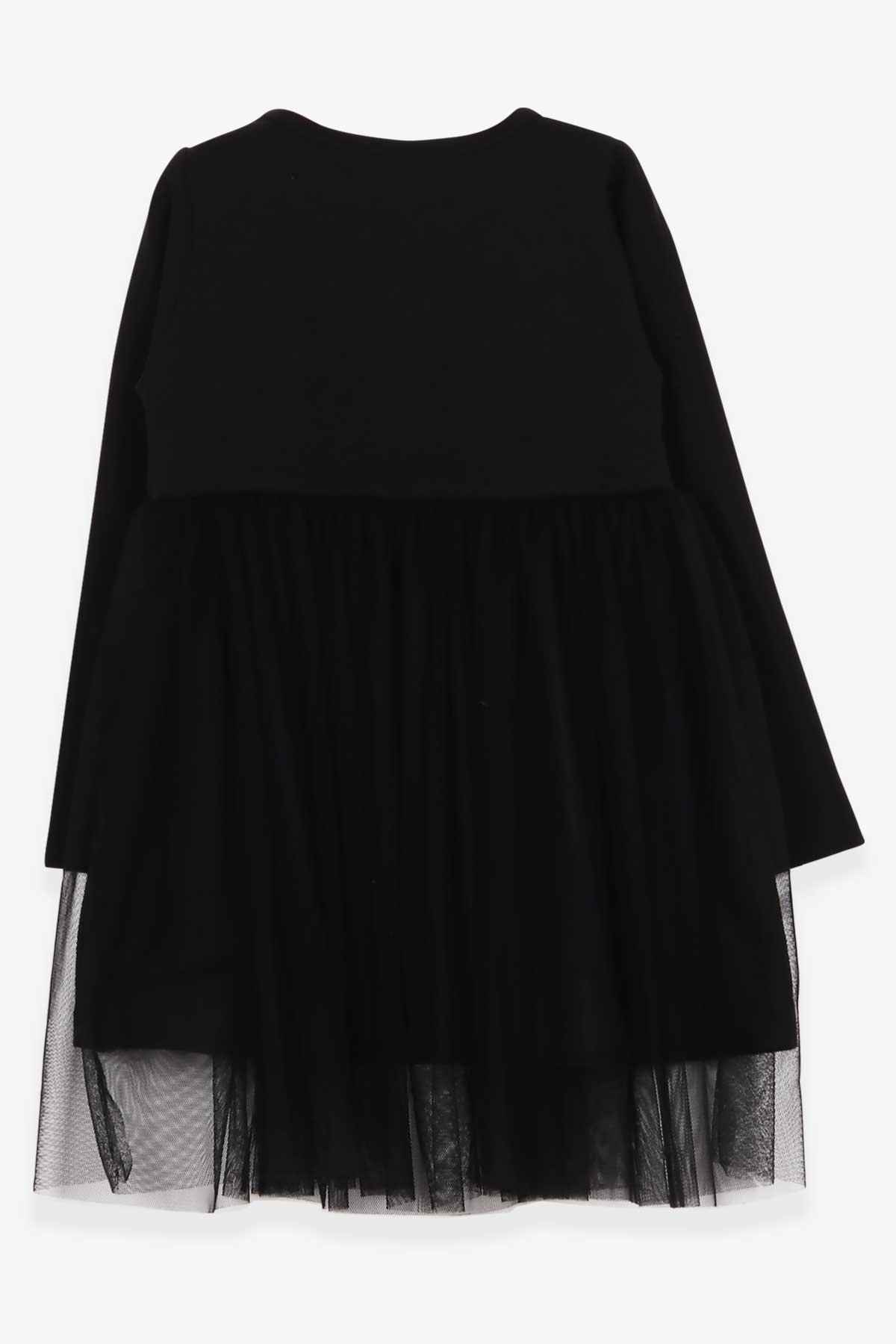 Breeze Kız Çocuk Elbise Pullu Fiyonklu Tüllü Siyah (4-9 Yaş)