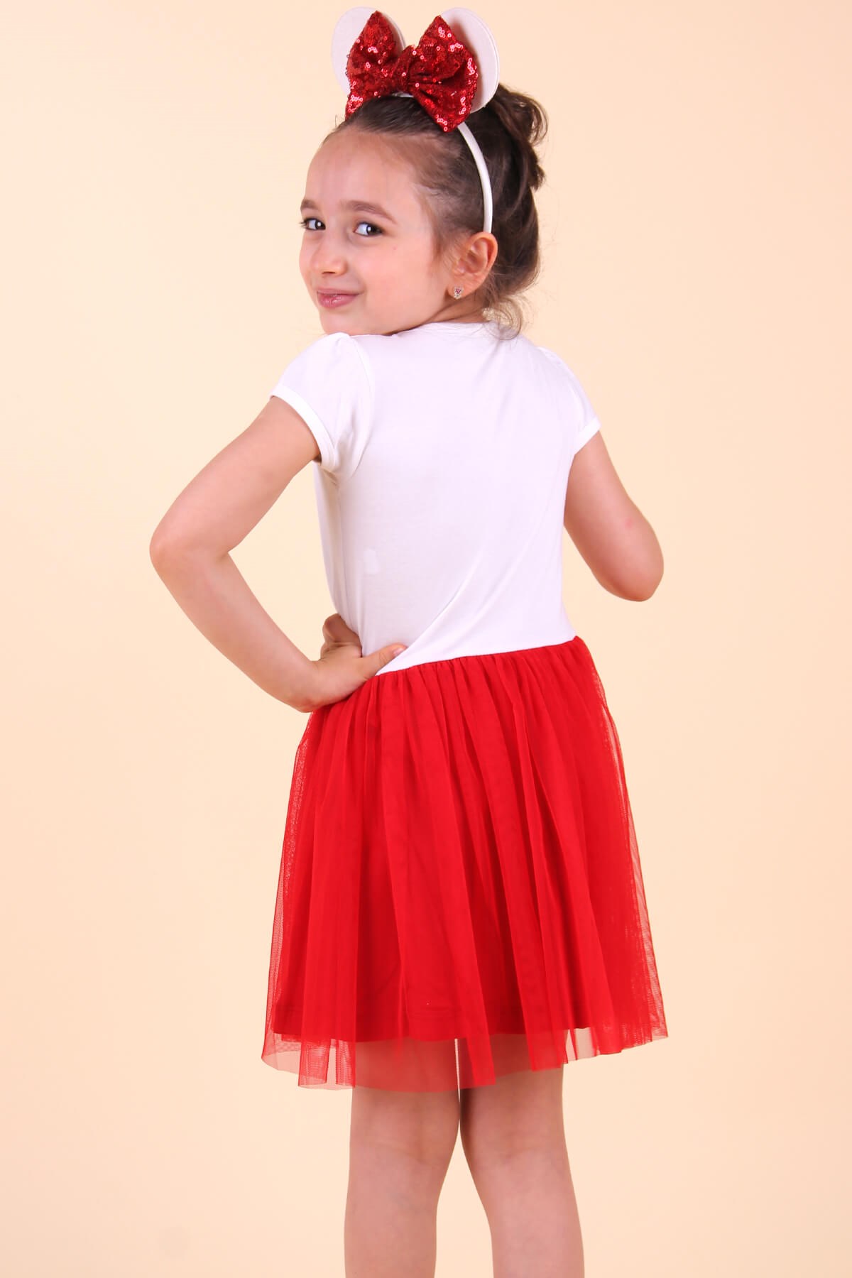 Breeze Kız Çocuk Elbise Pullu Kirazlı Ekru (2-6 Yaş)