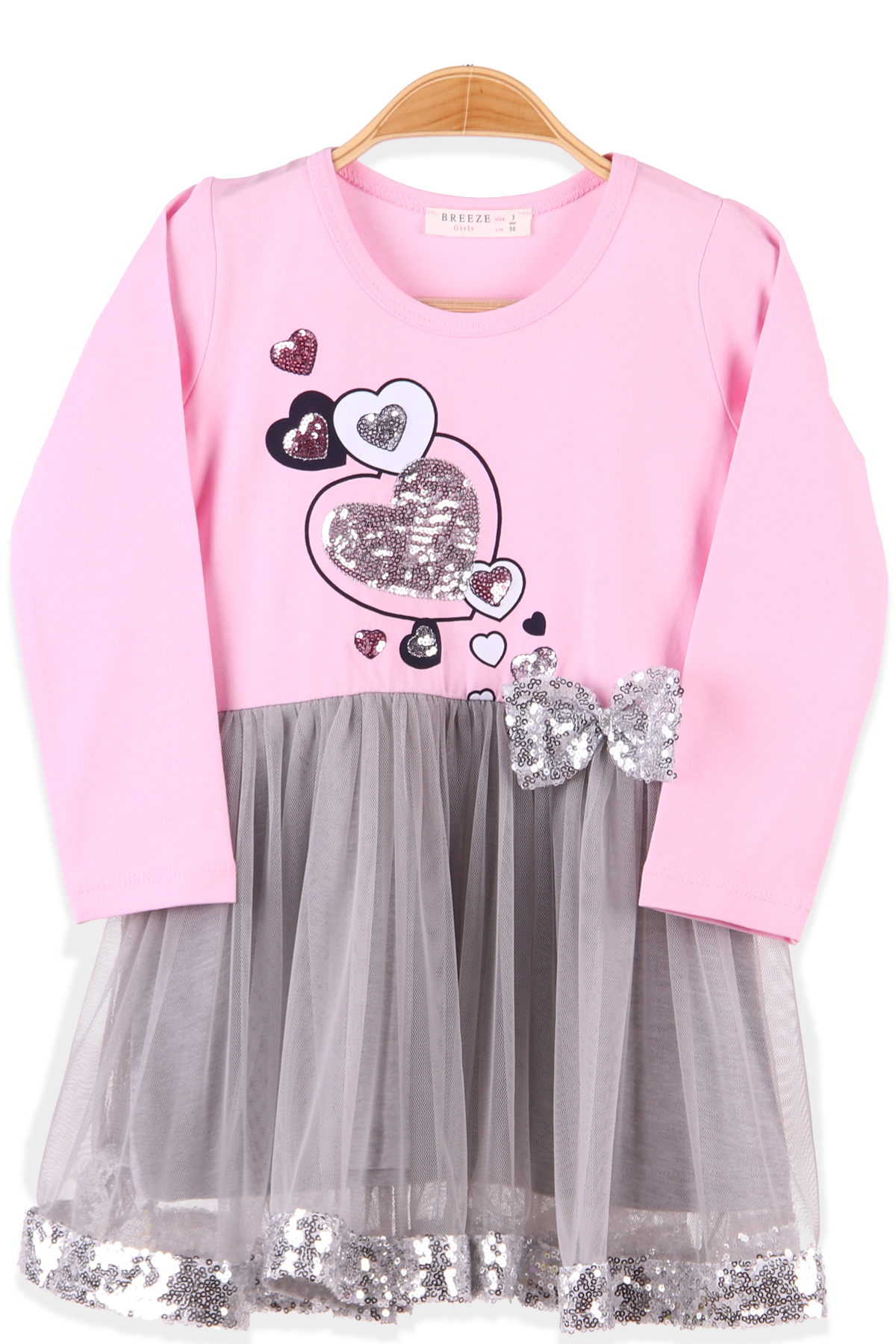 BREEZE Kız Çocuk Elbise Pullu Pembe (3-8 Yaş)