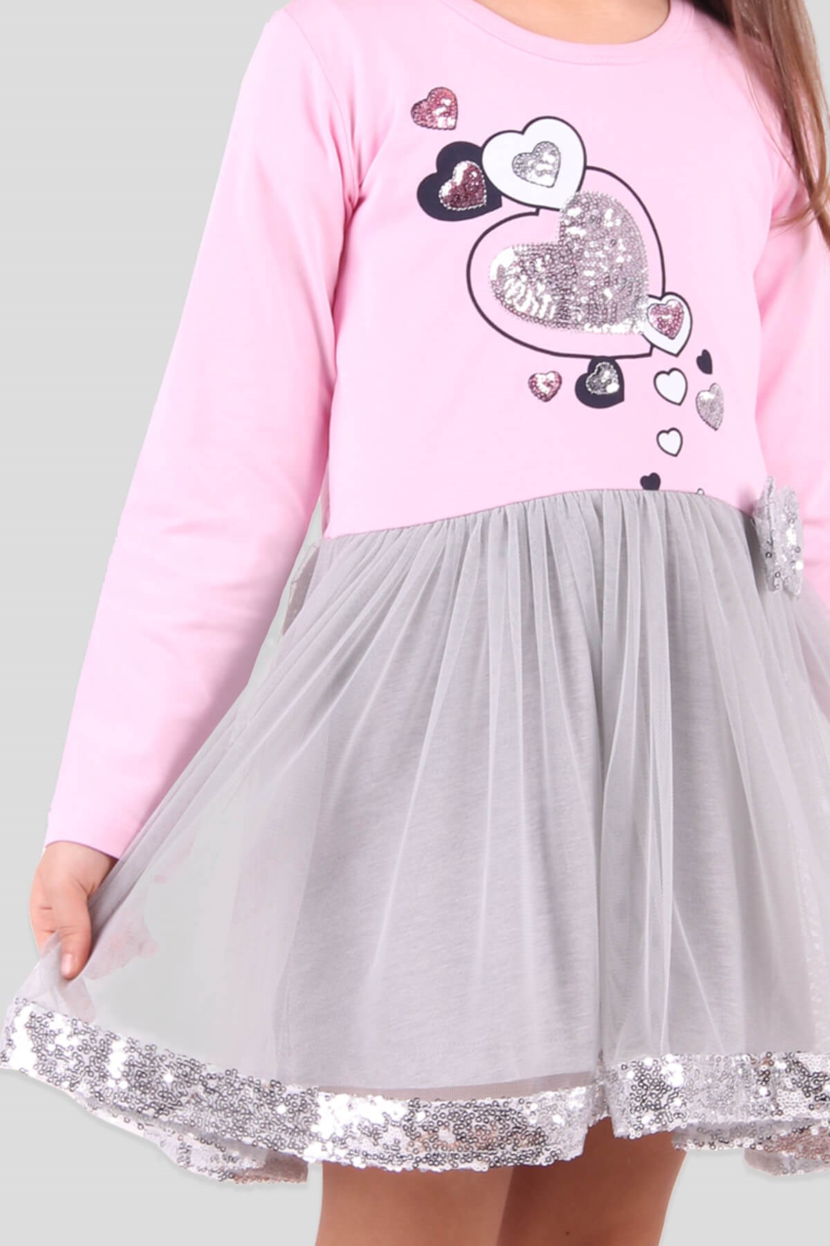 Breeze Kız Çocuk Elbise Pullu Pembe (3-8 Yaş)