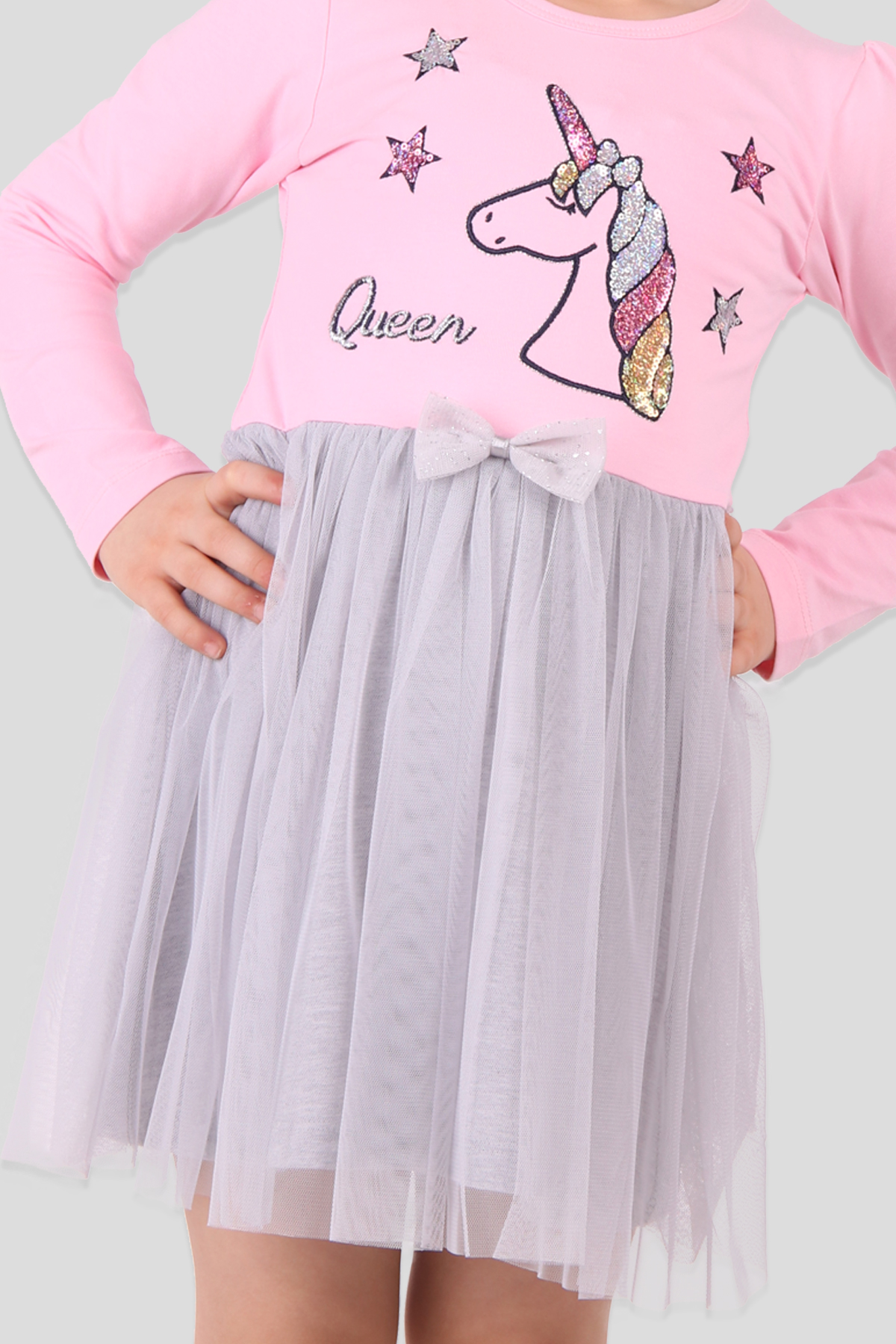 Breeze Kız Çocuk Elbise Pullu Unicornlu  Pembe (2-6 Yaş)